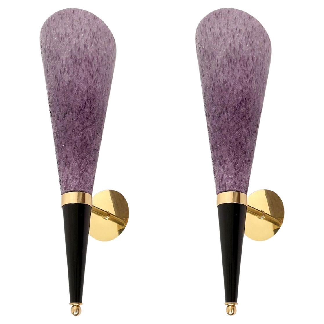 Purple Murano glass sconces, Mila Schon, Italy For Sale