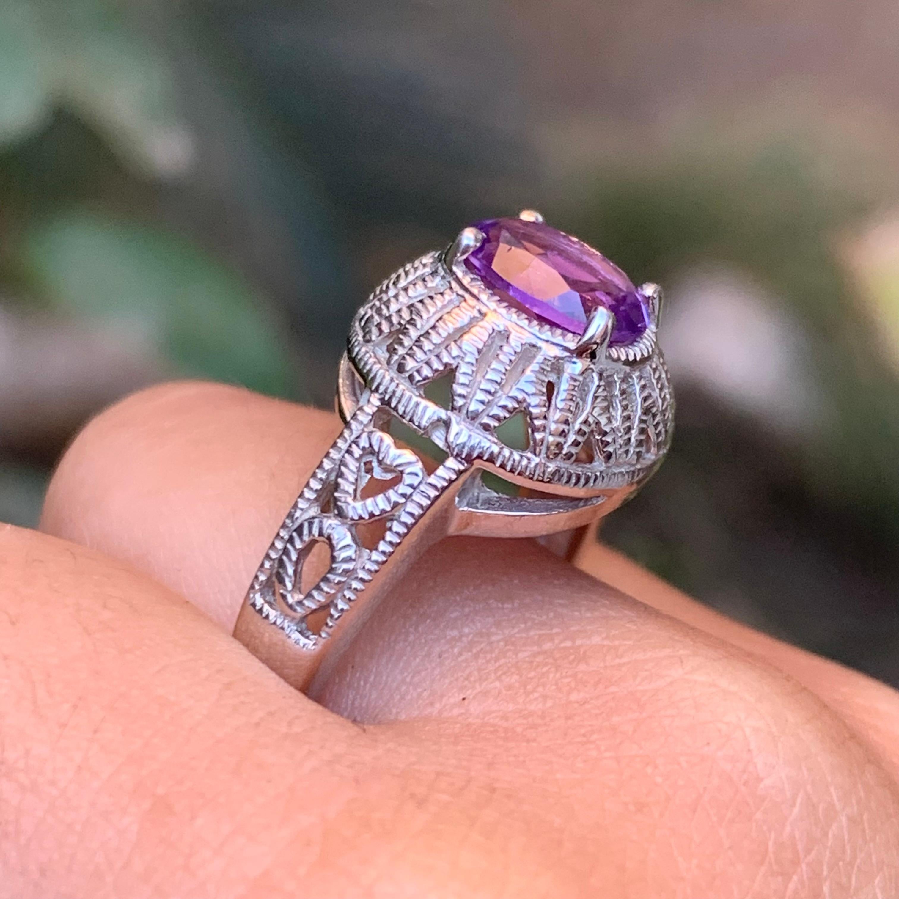 Bague en argent 925 d'améthyste naturelle mauve - Taille 7 du Brésil Neuf - En vente à Peshawar, PK