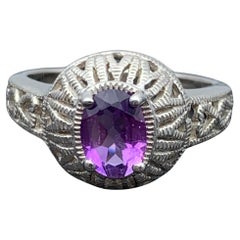 Bague en argent 925 d'améthyste naturelle mauve - Taille 7 du Brésil