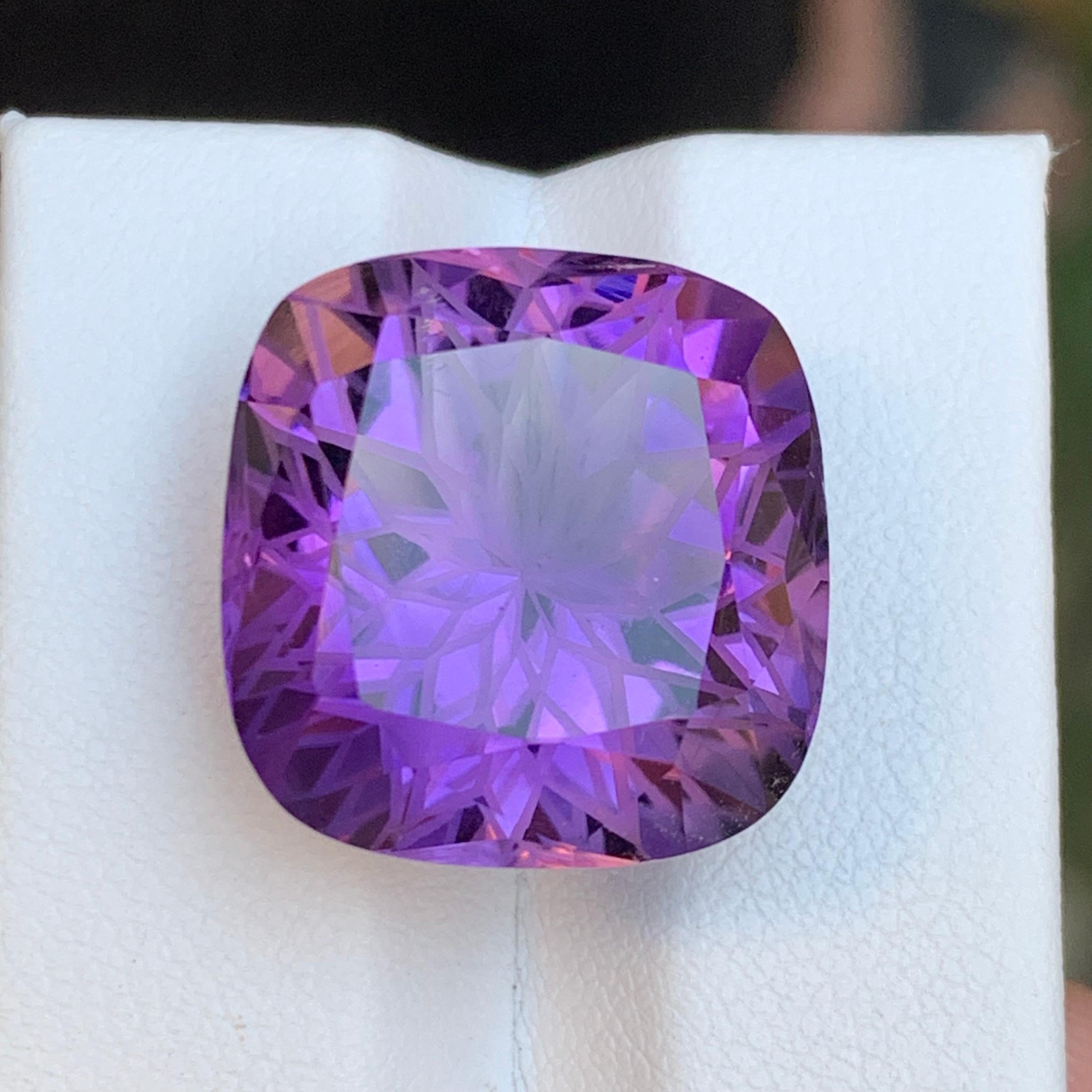 Purple Natural Amethyst Pendant Gemstone 24.35 Ct Flower Cushion Cut for Jewelry For Sale 7