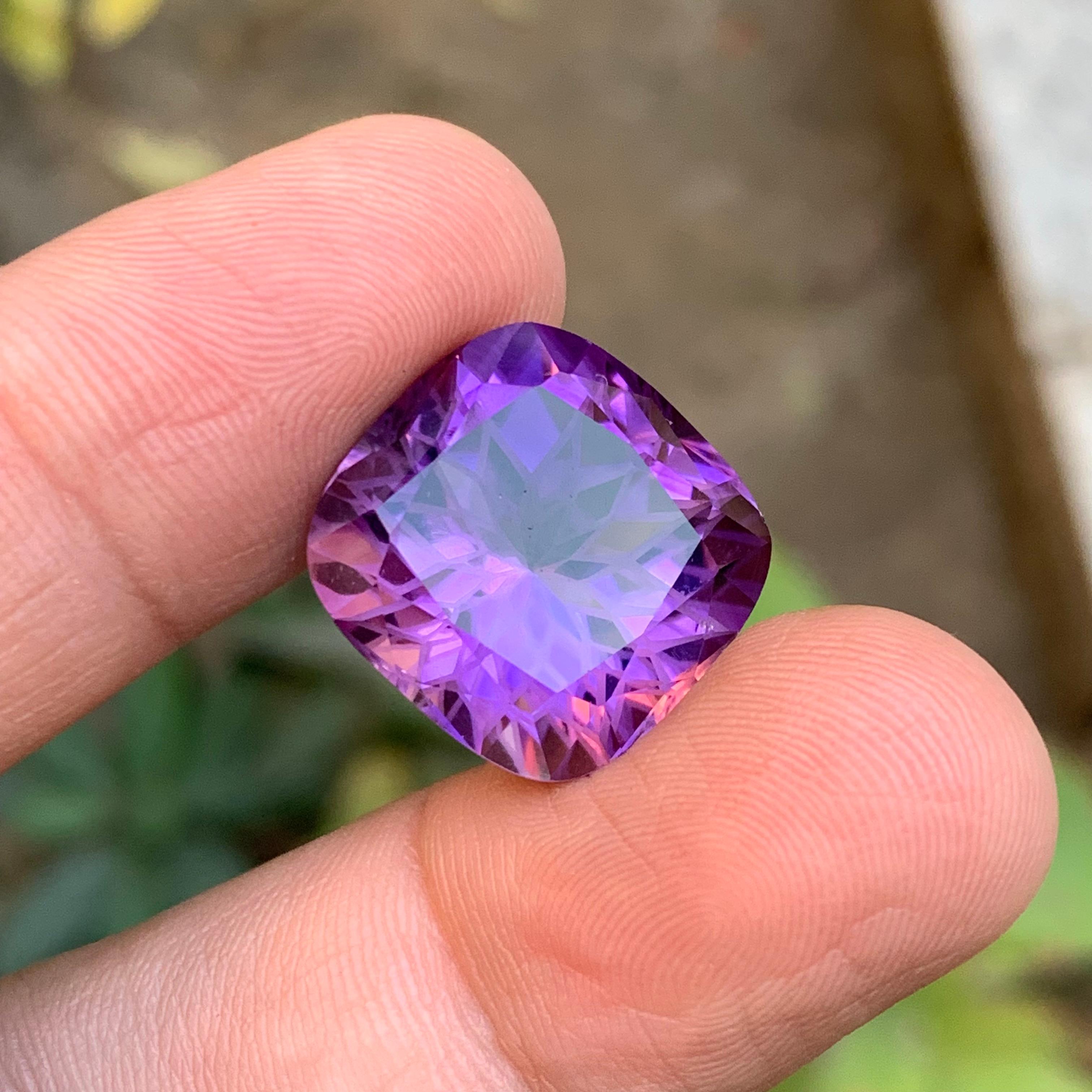 Purple Natural Amethyst Pendant Gemstone 24.35 Ct Flower Cushion Cut for Jewelry For Sale 8