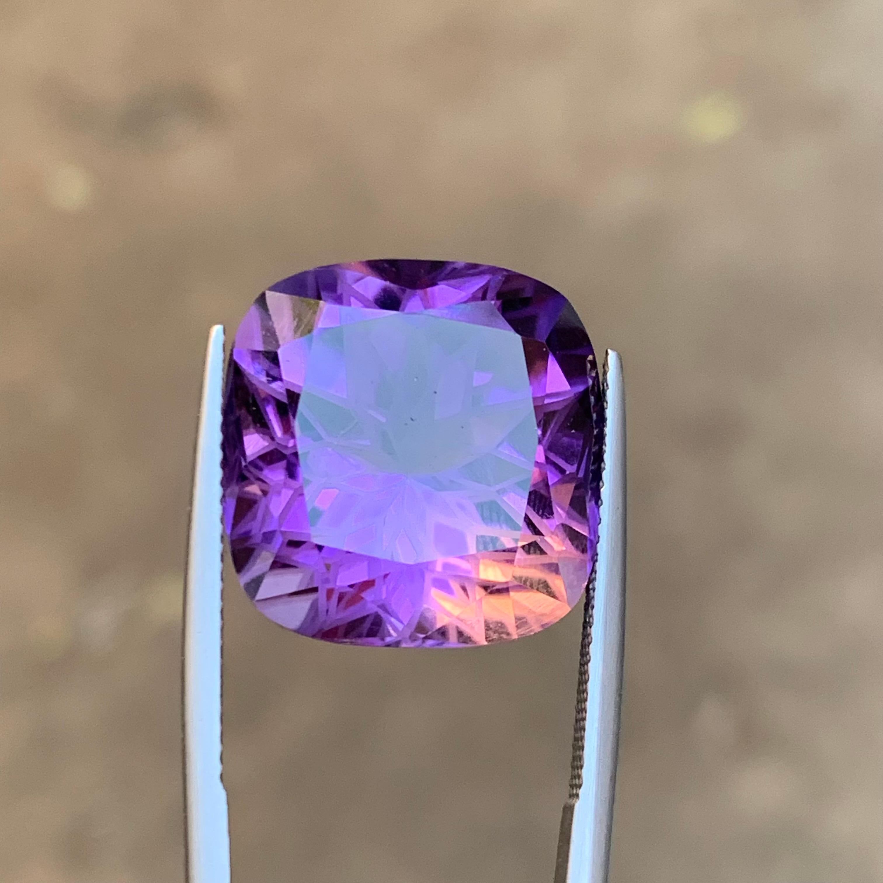 Purple Natural Amethyst Pendant Gemstone 24.35 Ct Flower Cushion Cut for Jewelry For Sale 3