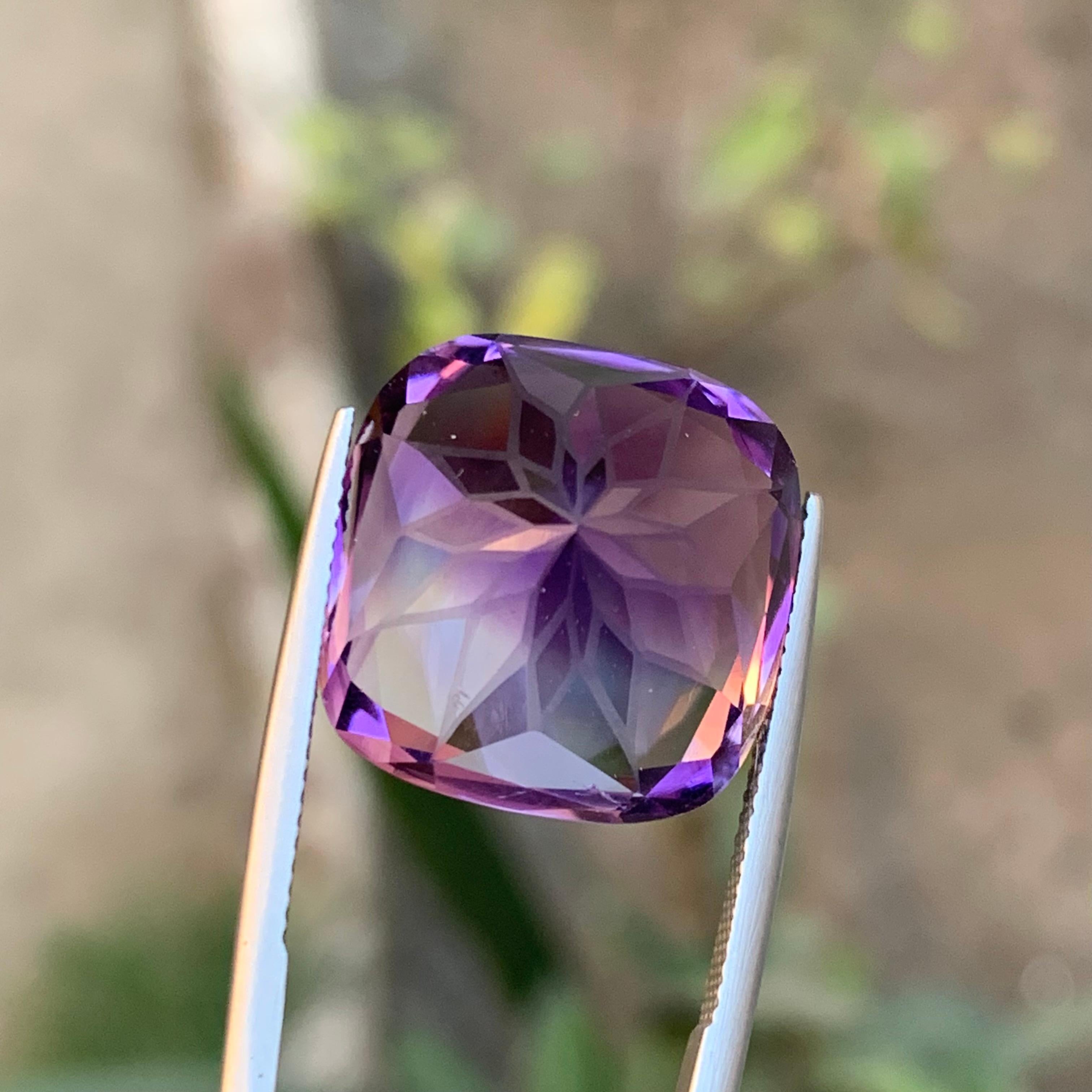 Purple Natural Amethyst Pendant Gemstone 24.35 Ct Flower Cushion Cut for Jewelry For Sale 4