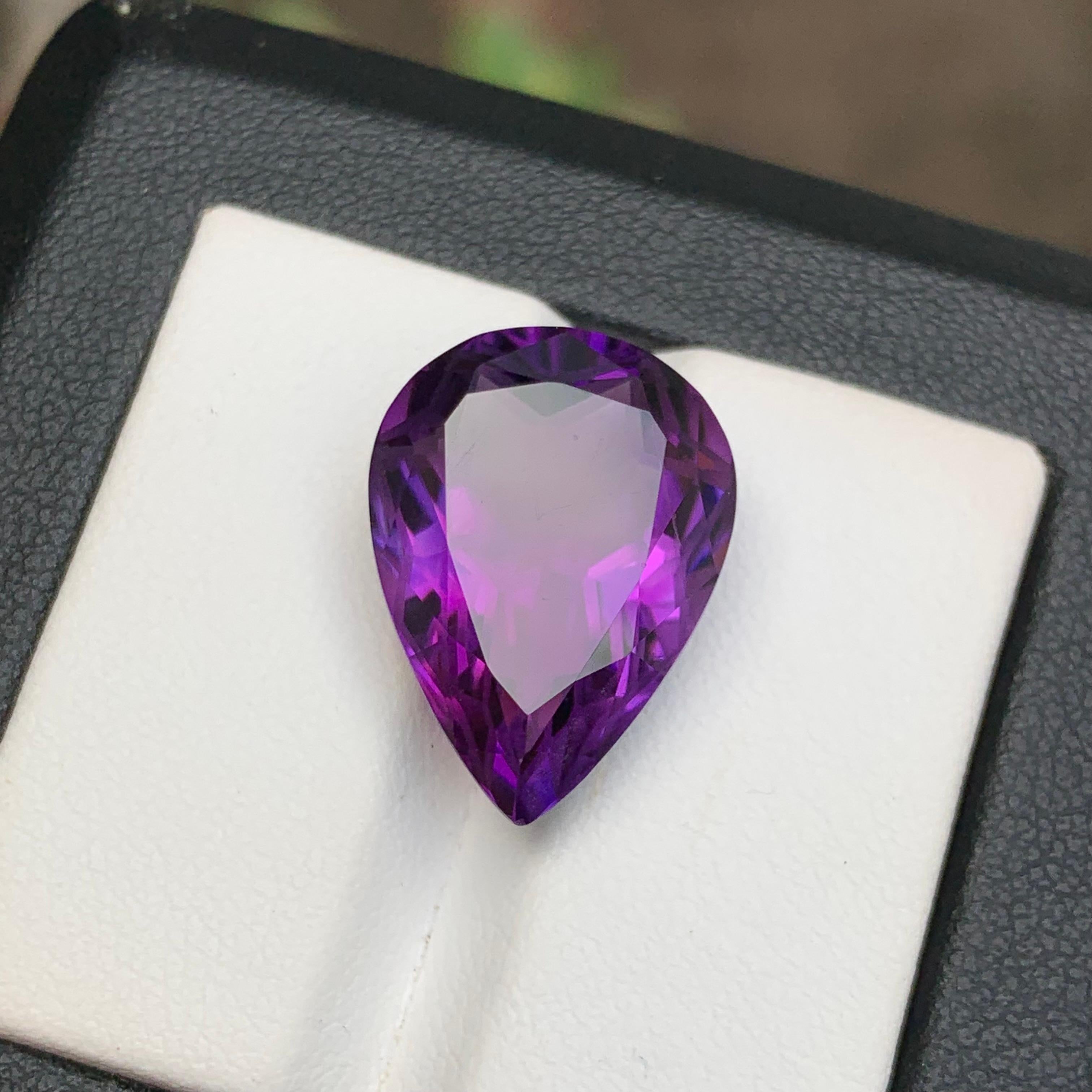 Purple Natural Amethyst Pendant Loose Gemstone 12.90 Ct Pear Flower Cut-Jewelry For Sale 4