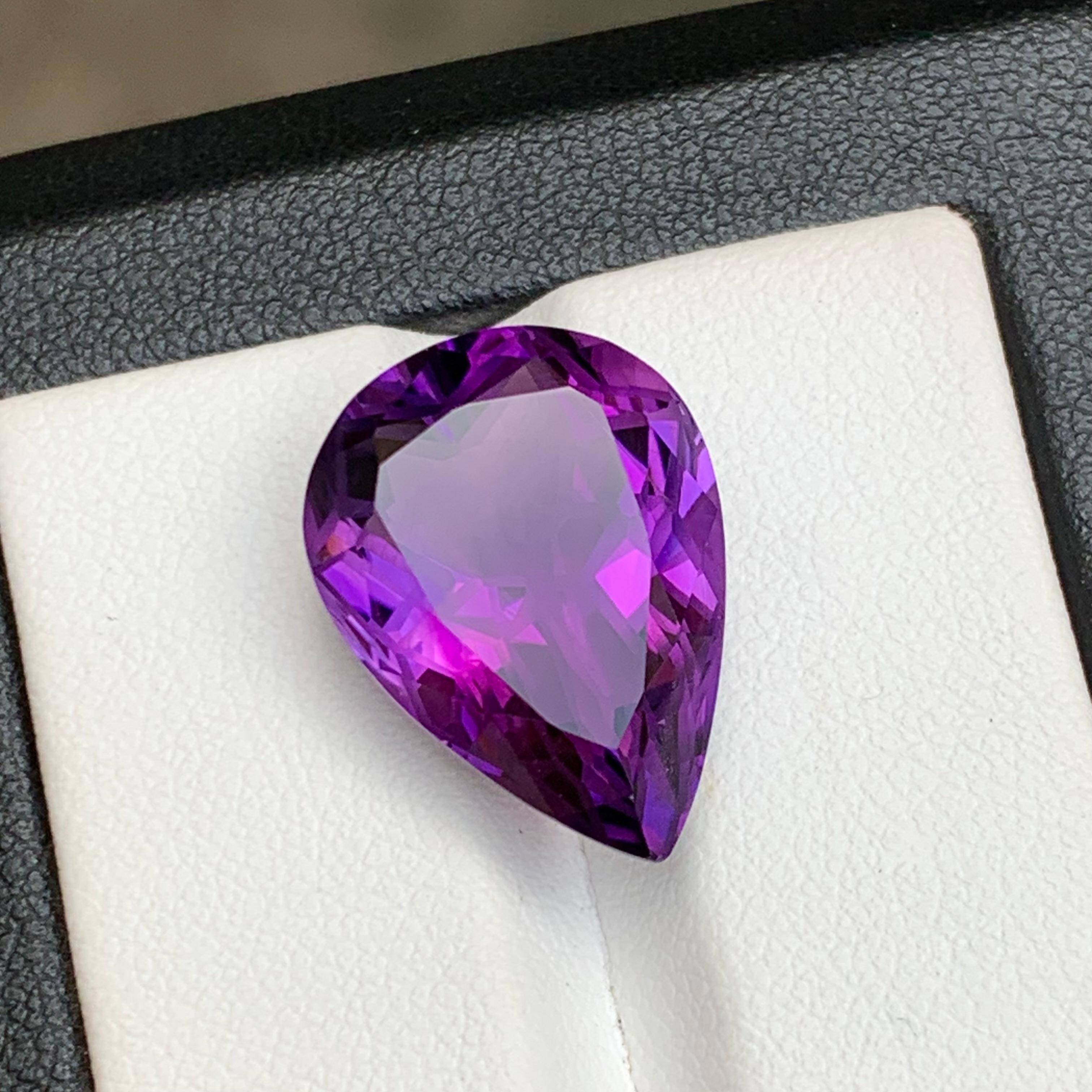 Purple Natural Amethyst Pendant Loose Gemstone 12.90 Ct Pear Flower Cut-Jewelry For Sale 5