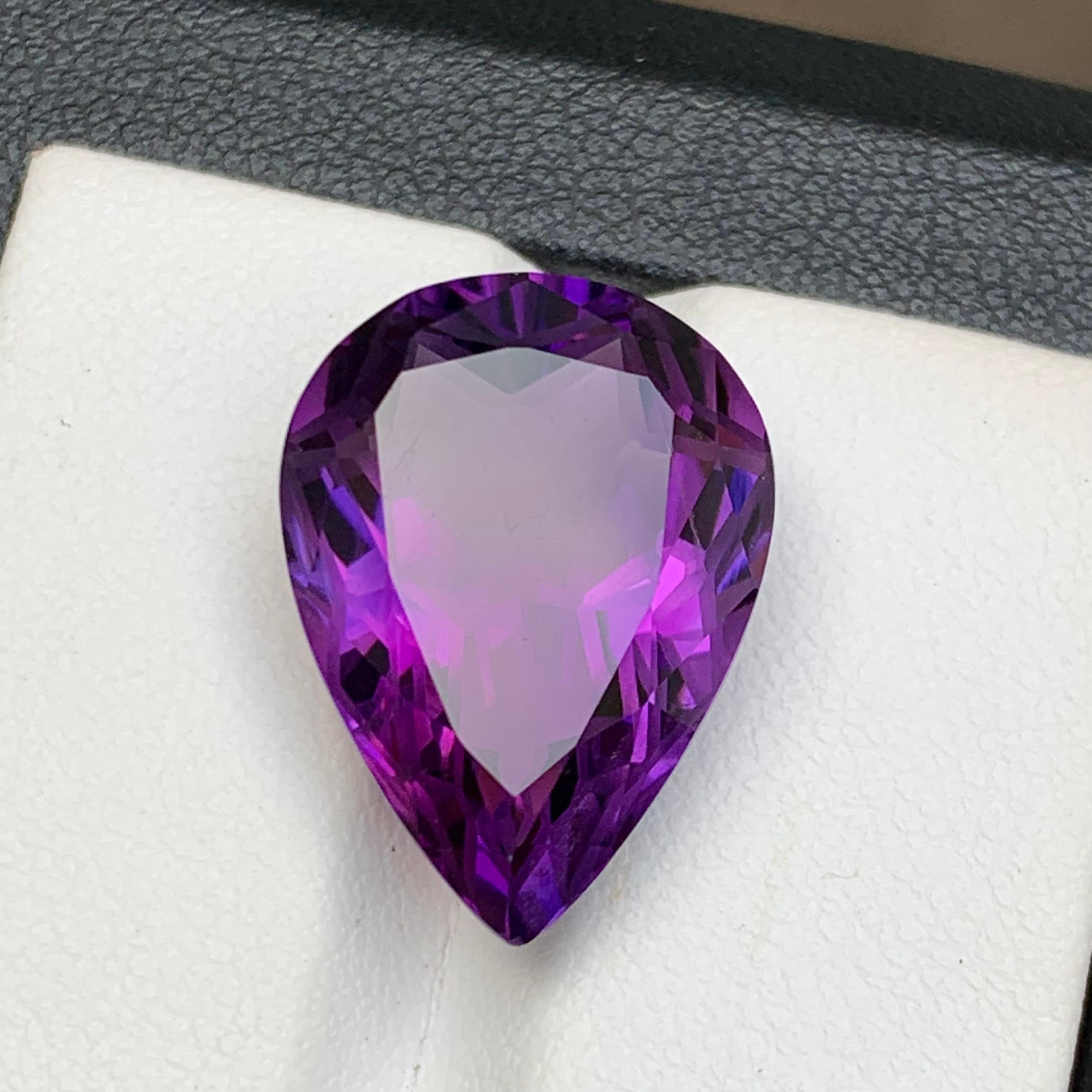 Purple Natural Amethyst Pendant Loose Gemstone 12.90 Ct Pear Flower Cut-Jewelry For Sale 7