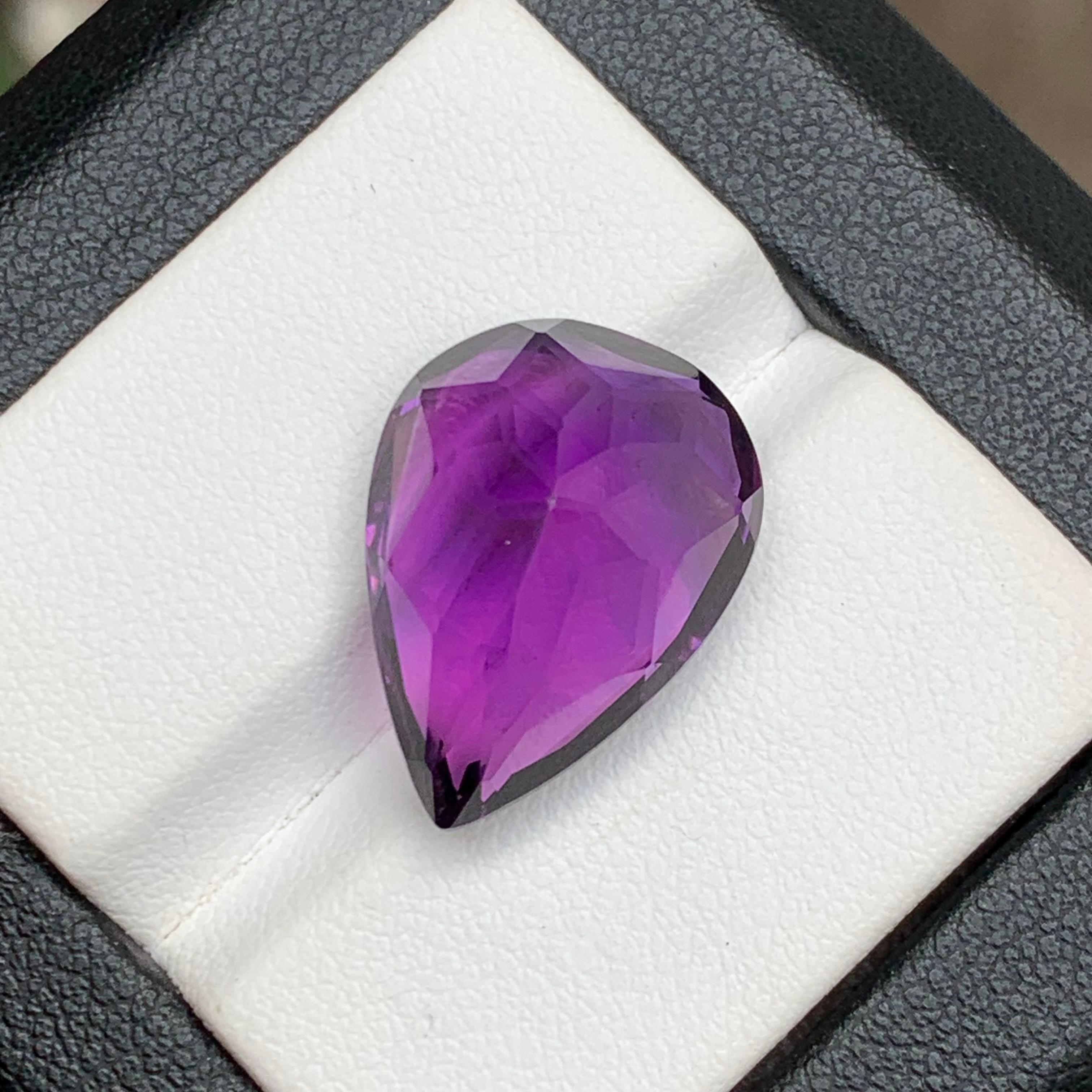 Pear Cut Purple Natural Amethyst Pendant Loose Gemstone 12.90 Ct Pear Flower Cut-Jewelry For Sale