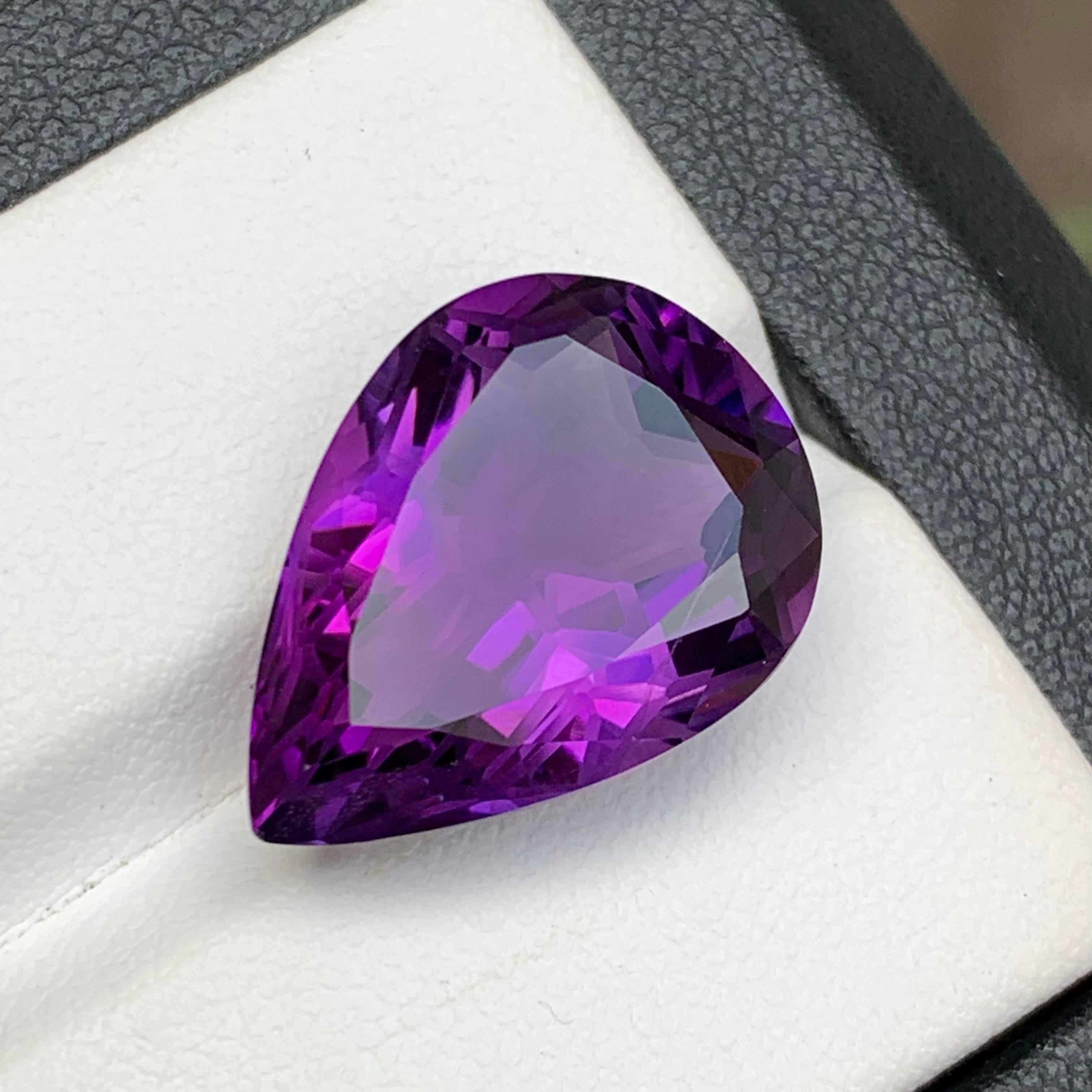 Purple Natural Amethyst Pendant Loose Gemstone 12.90 Ct Pear Flower Cut-Jewelry For Sale 1