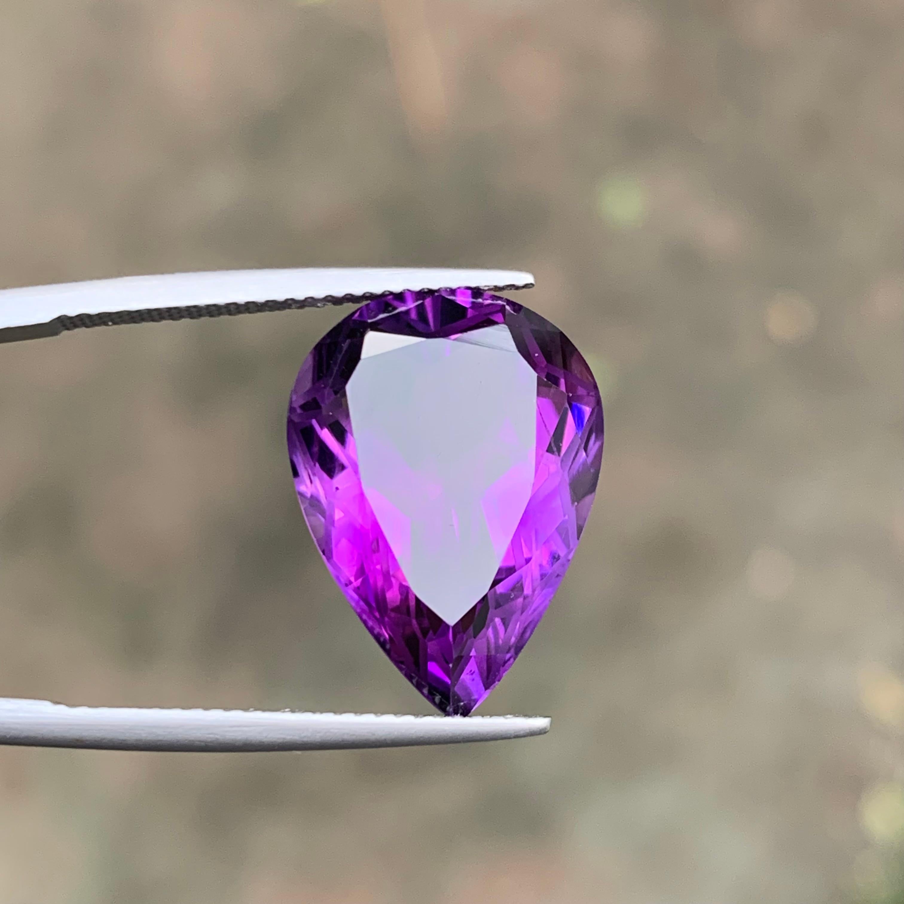 Purple Natural Amethyst Pendant Loose Gemstone 12.90 Ct Pear Flower Cut-Jewelry For Sale 2