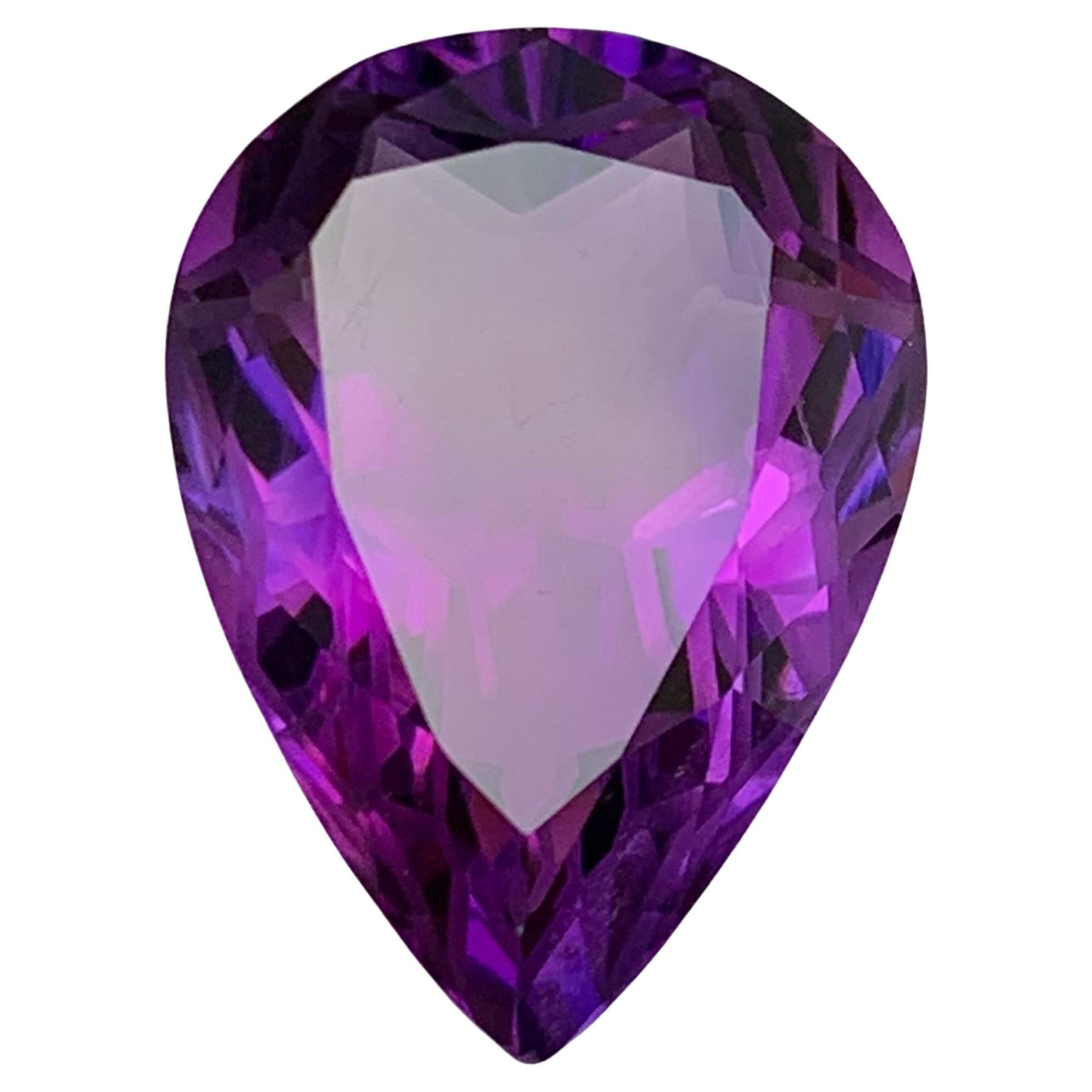Purple Natural Amethyst Pendant Loose Gemstone 12.90 Ct Pear Flower Cut-Jewelry
