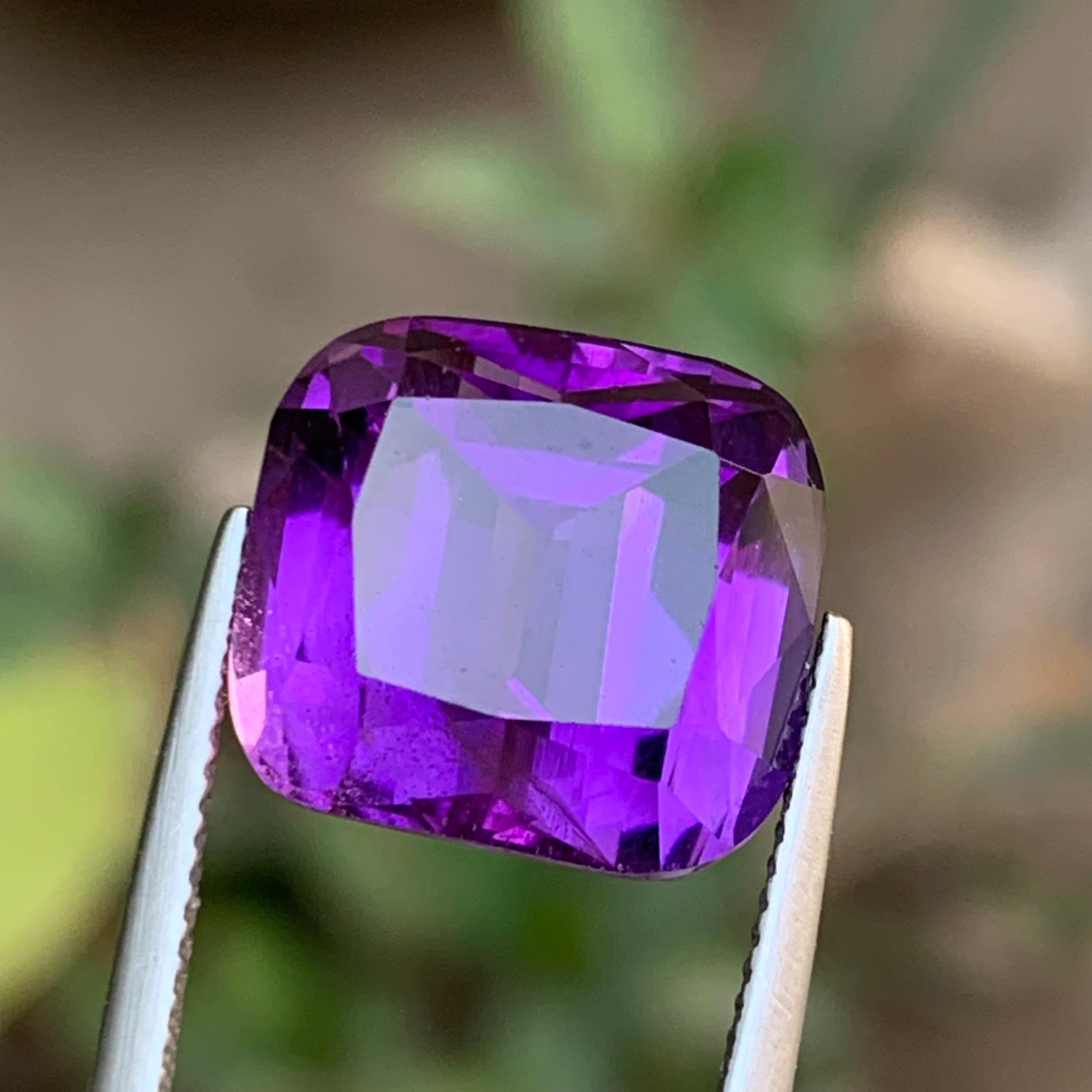 Purple Natural Amethyst Ring Pendant Loose Gemstone 12.15Ct Cushion Cut-Jewelry in vendita 4