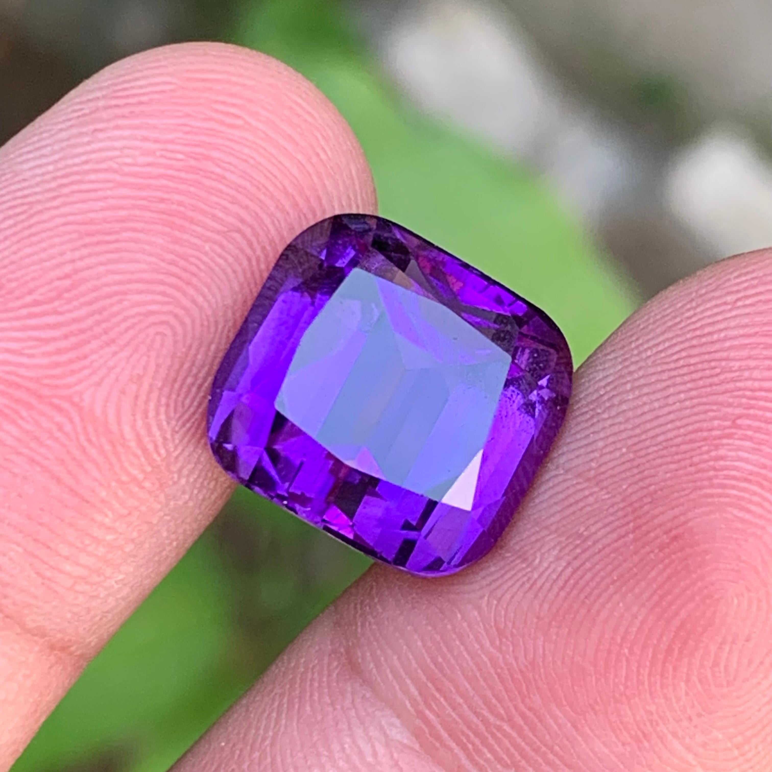 Purple Natural Amethyst Ring Pendant Loose Gemstone 12.15Ct Cushion Cut-Jewelry in vendita 5