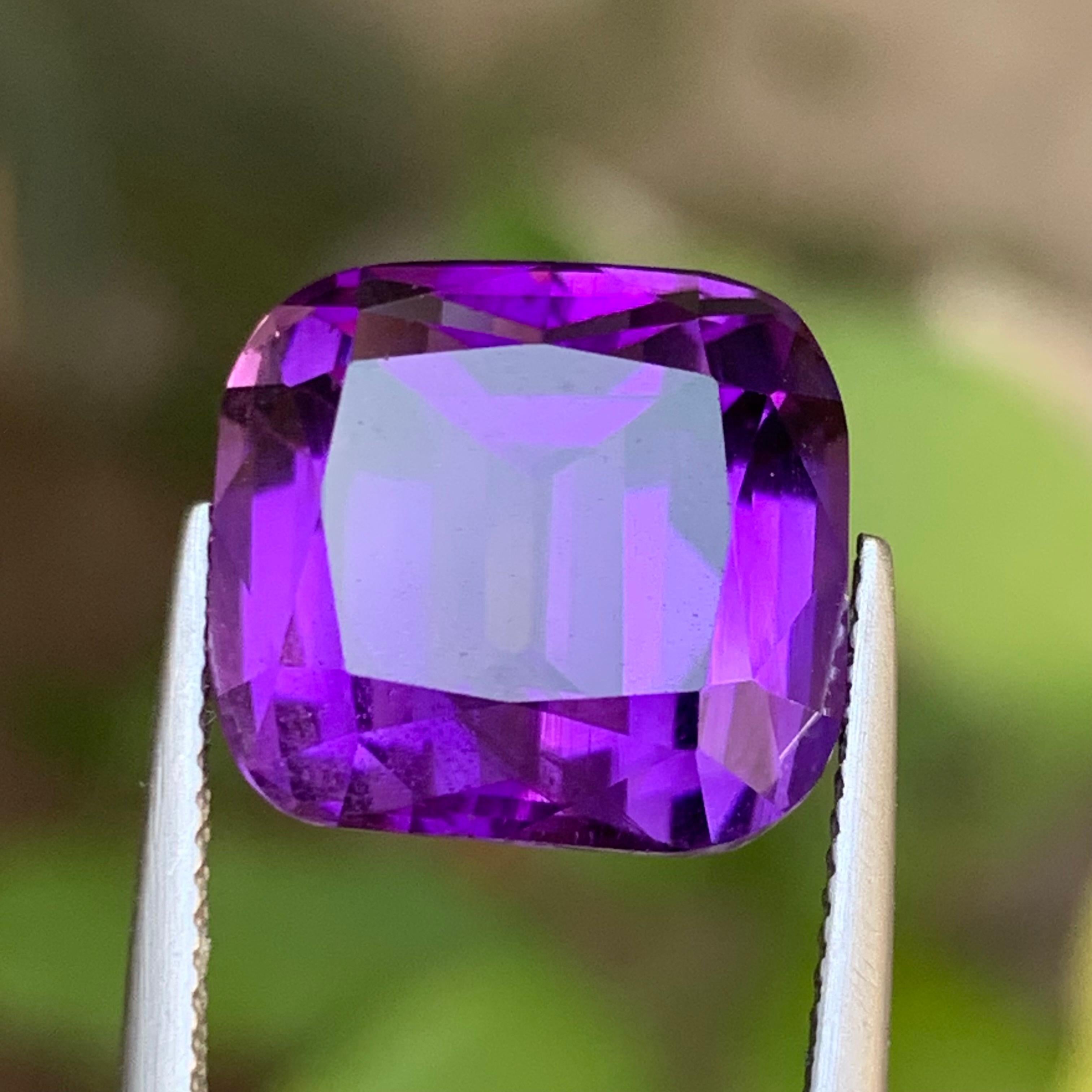 Purple Natural Amethyst Ring Pendant Loose Gemstone 12.15Ct Cushion Cut-Jewelry in vendita 7