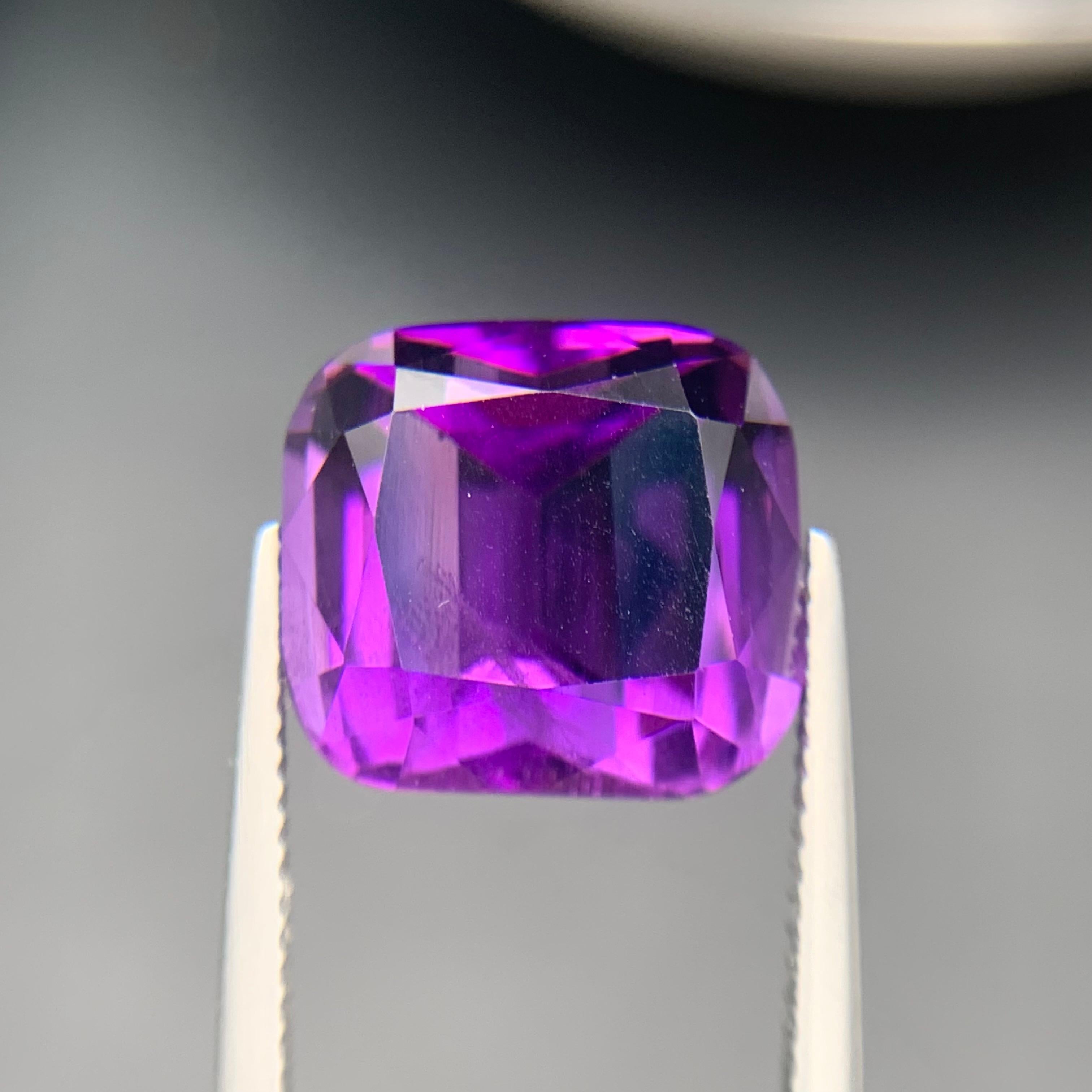 Purple Natural Amethyst Ring Pendant Loose Gemstone 12.15Ct Cushion Cut-Jewelry in vendita 1