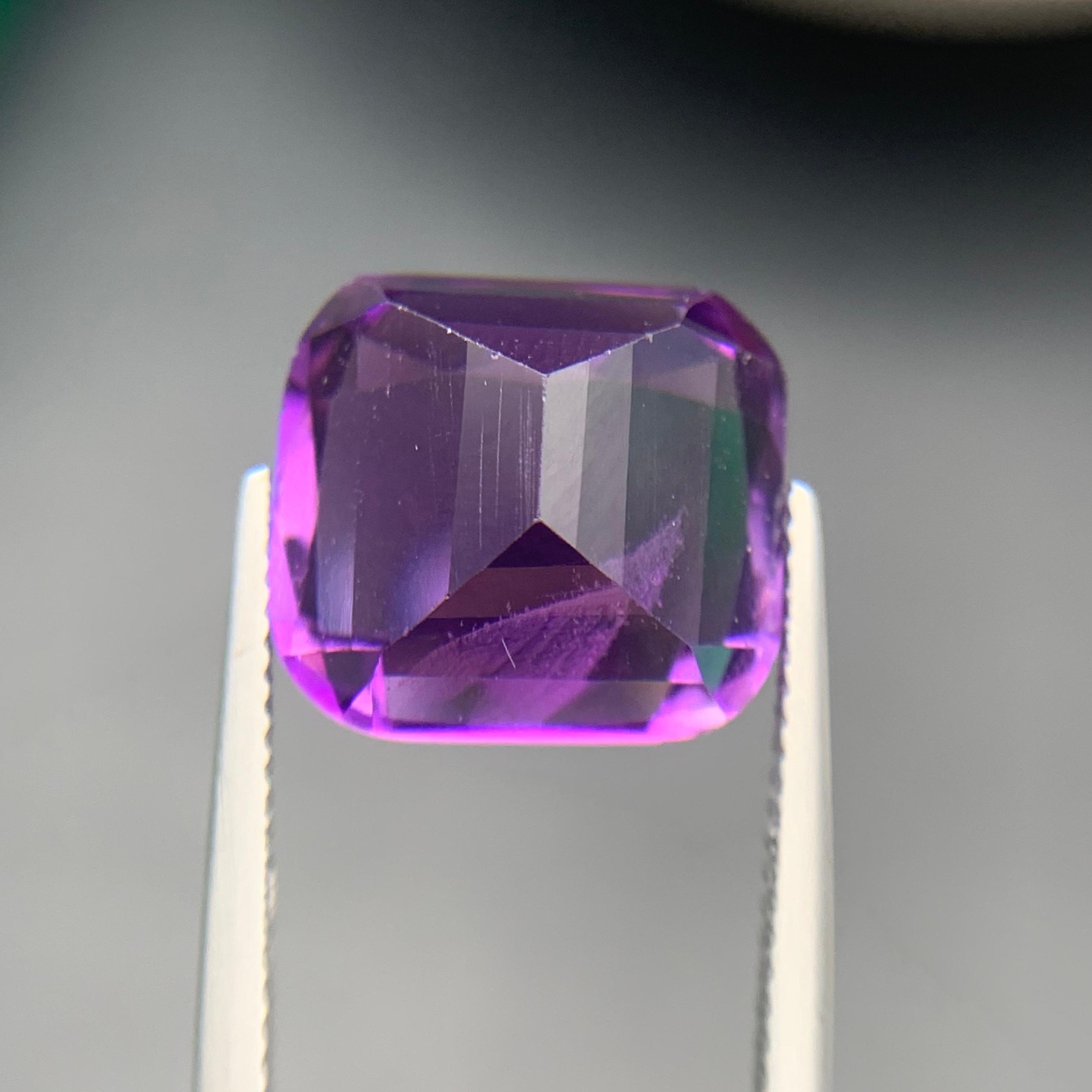 Purple Natural Amethyst Ring Pendant Loose Gemstone 12.15Ct Cushion Cut-Jewelry in vendita 2