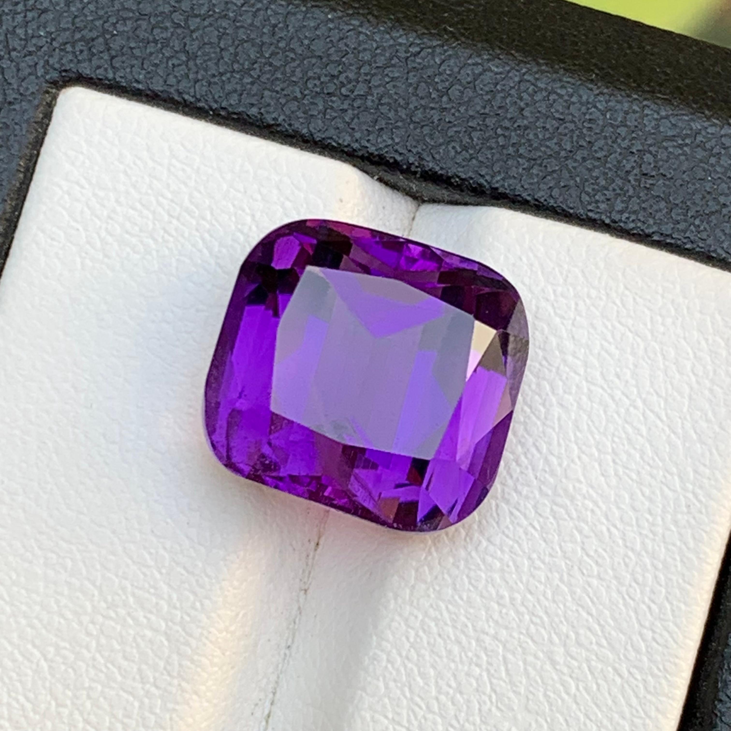 Purple Natural Amethyst Ring Pendant Loose Gemstone 12.15Ct Cushion Cut-Jewelry in vendita 3