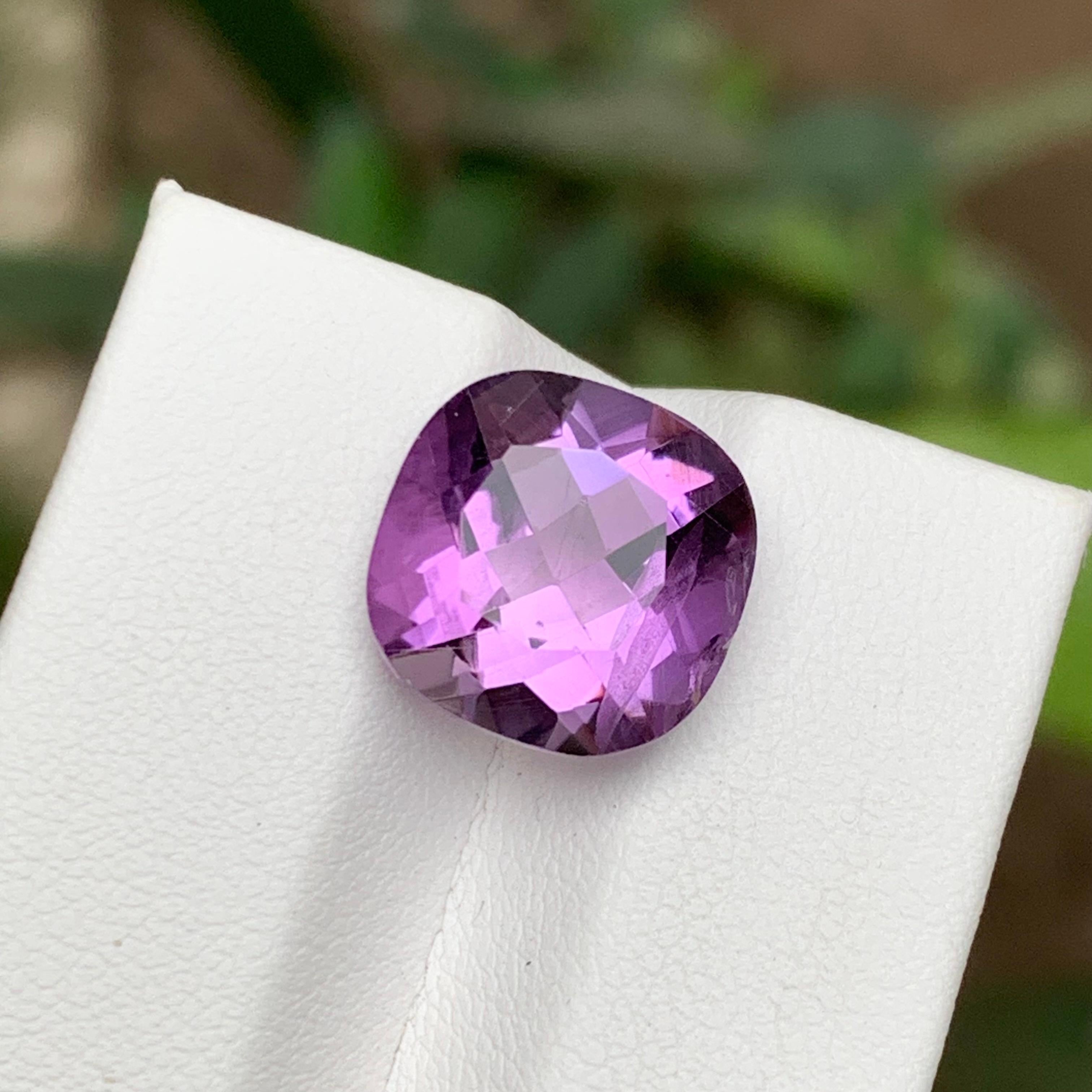 Anello con ametista naturale viola, ciondolo con gemma sciolta 6,40 ct taglio cuscino - Gioielli in vendita 6