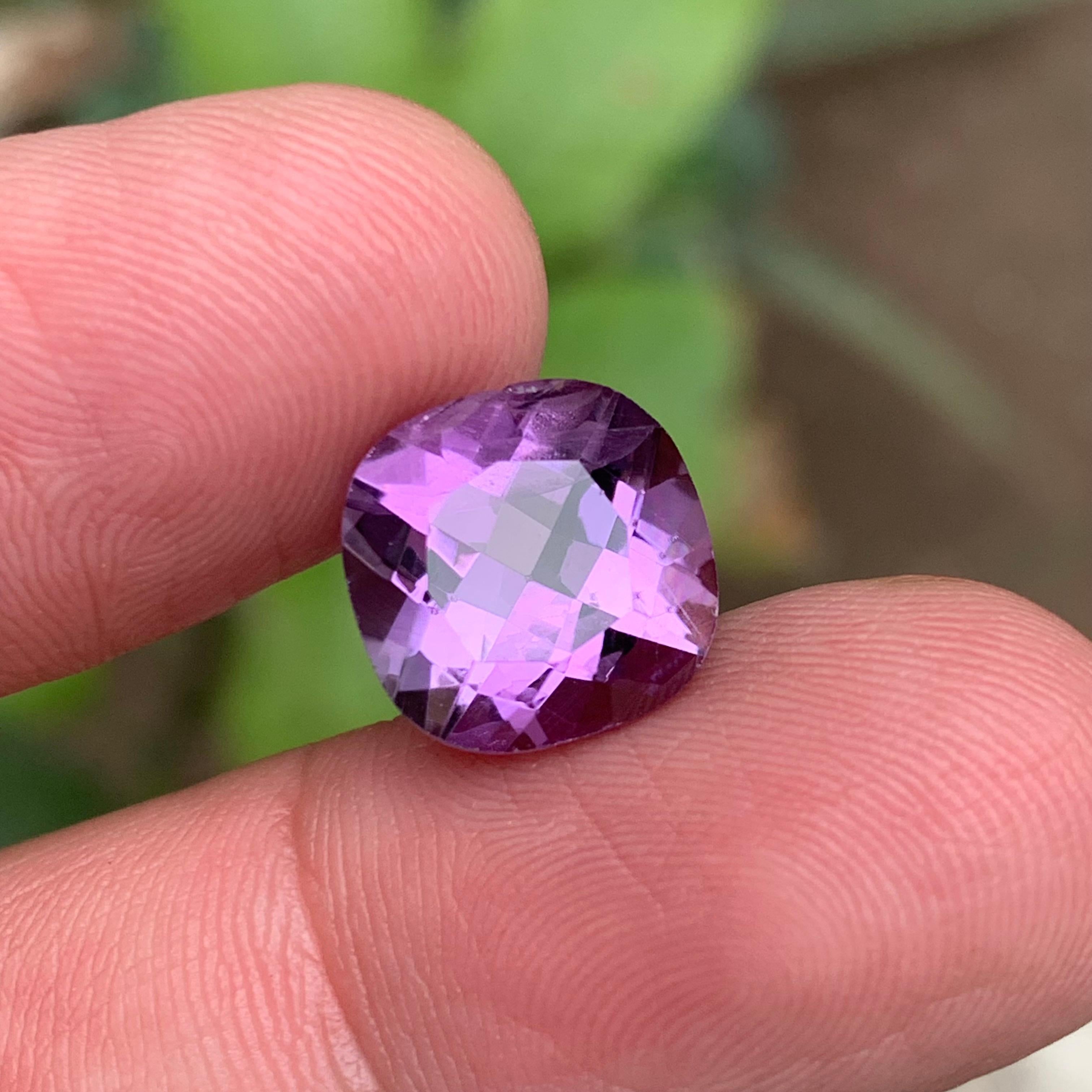 Anello con ametista naturale viola, ciondolo con gemma sciolta 6,40 ct taglio cuscino - Gioielli in vendita 2