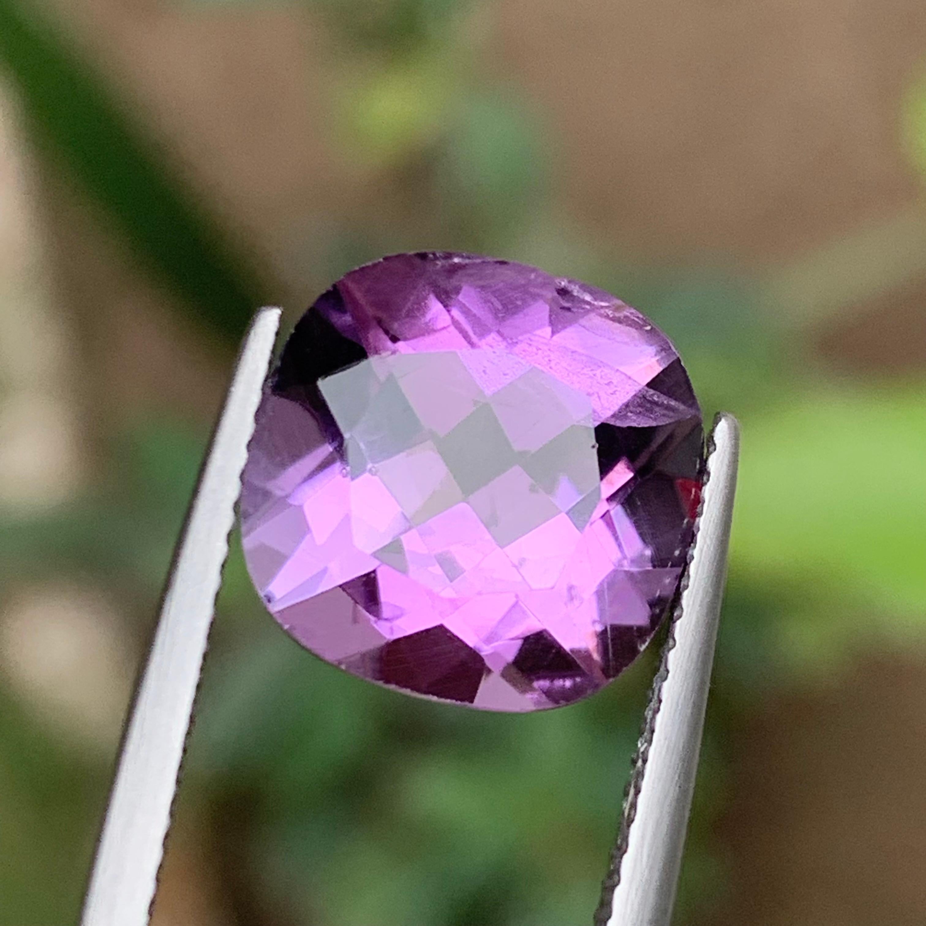 Anello con ametista naturale viola, ciondolo con gemma sciolta 6,40 ct taglio cuscino - Gioielli in vendita 3