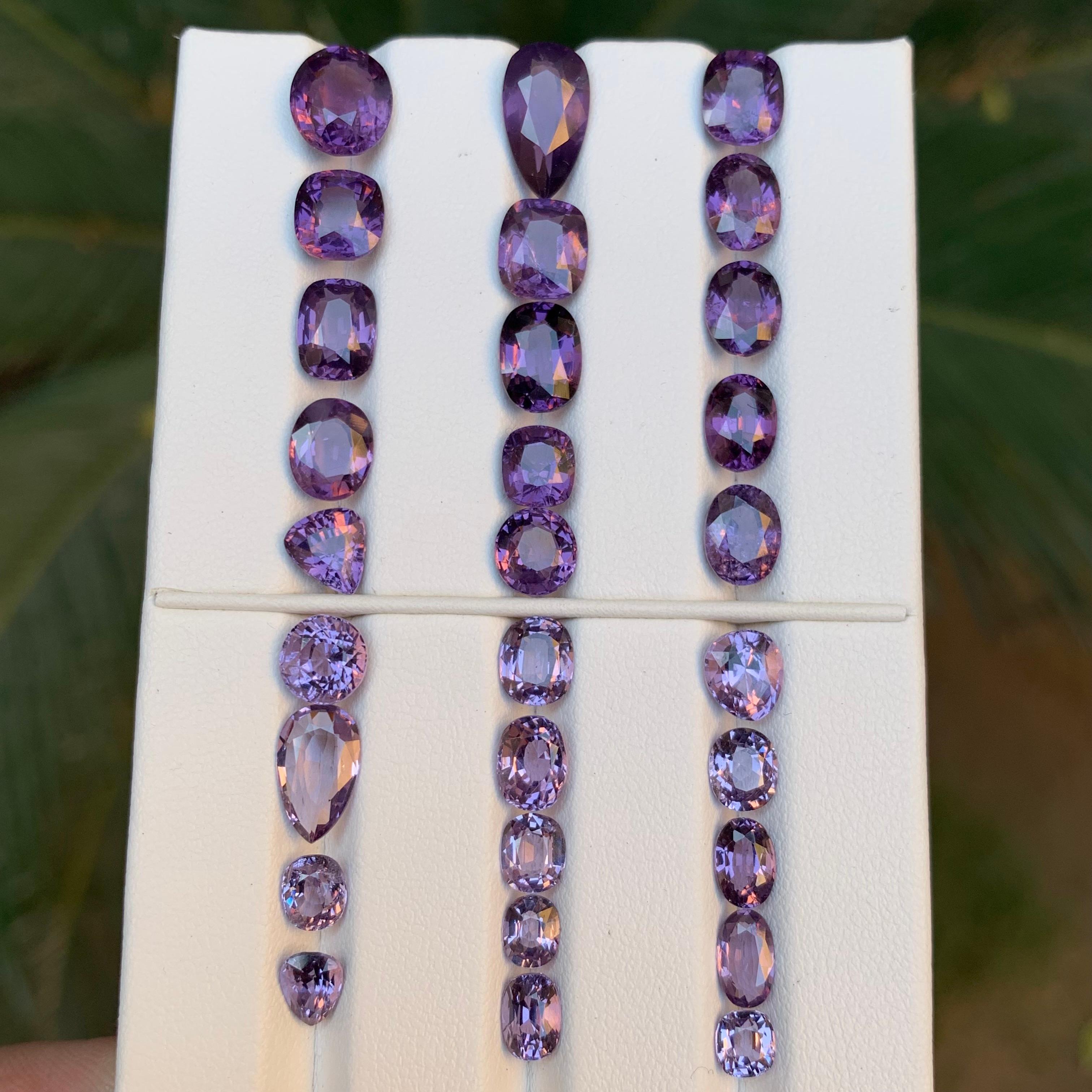 Cushion Cut Purple Natural Spinel Loose Gemstones Lot 39.50Ct Cushion, Oval & Pear Cut-Jewel For Sale