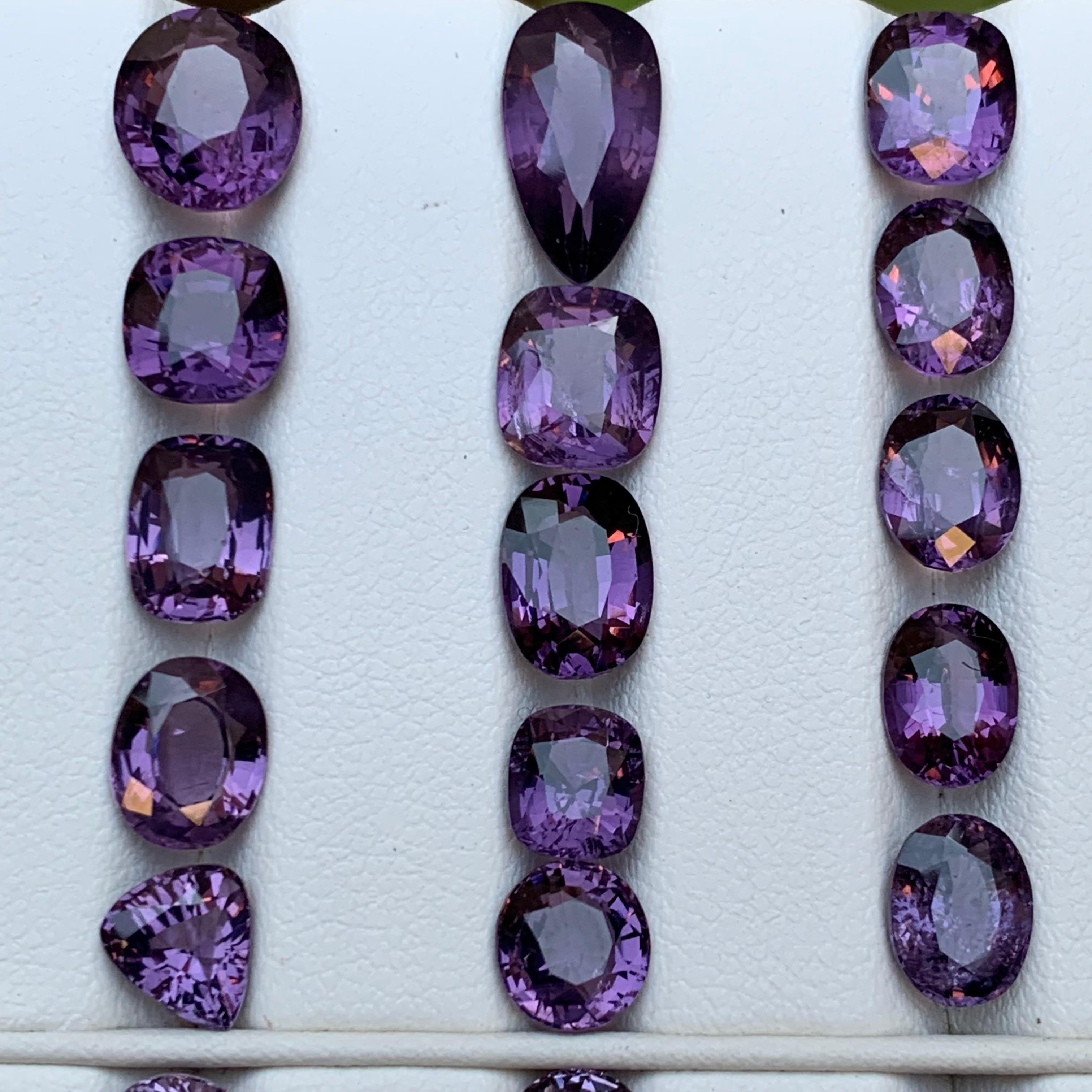 Purple Natural Spinel Loose Gemstones Lot 39.50Ct Cushion, Oval & Pear Cut-Jewel In New Condition For Sale In Peshawar, PK