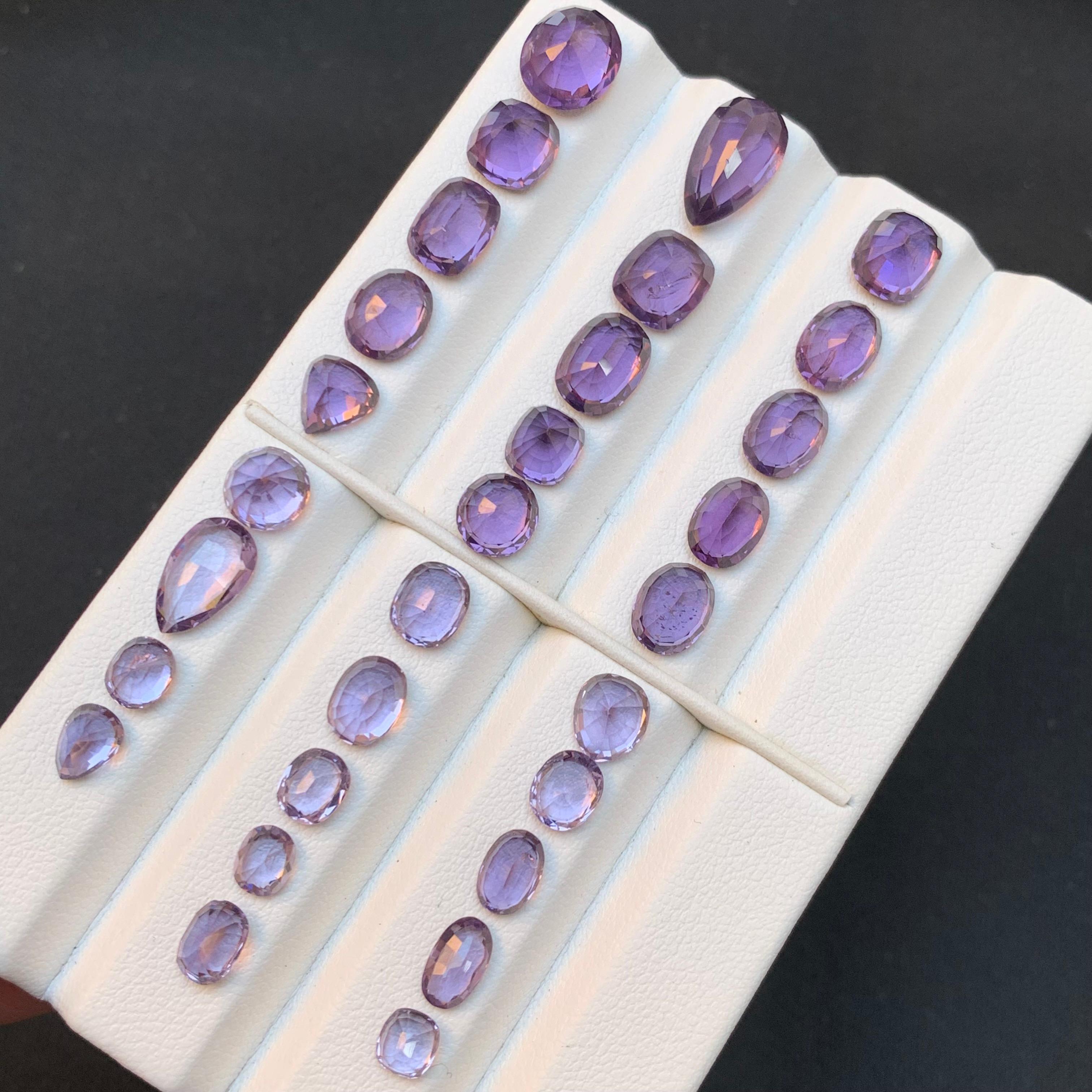 Purple Natural Spinel Loose Gemstones Lot 39.50Ct Cushion, Oval & Pear Cut-Jewel For Sale 1