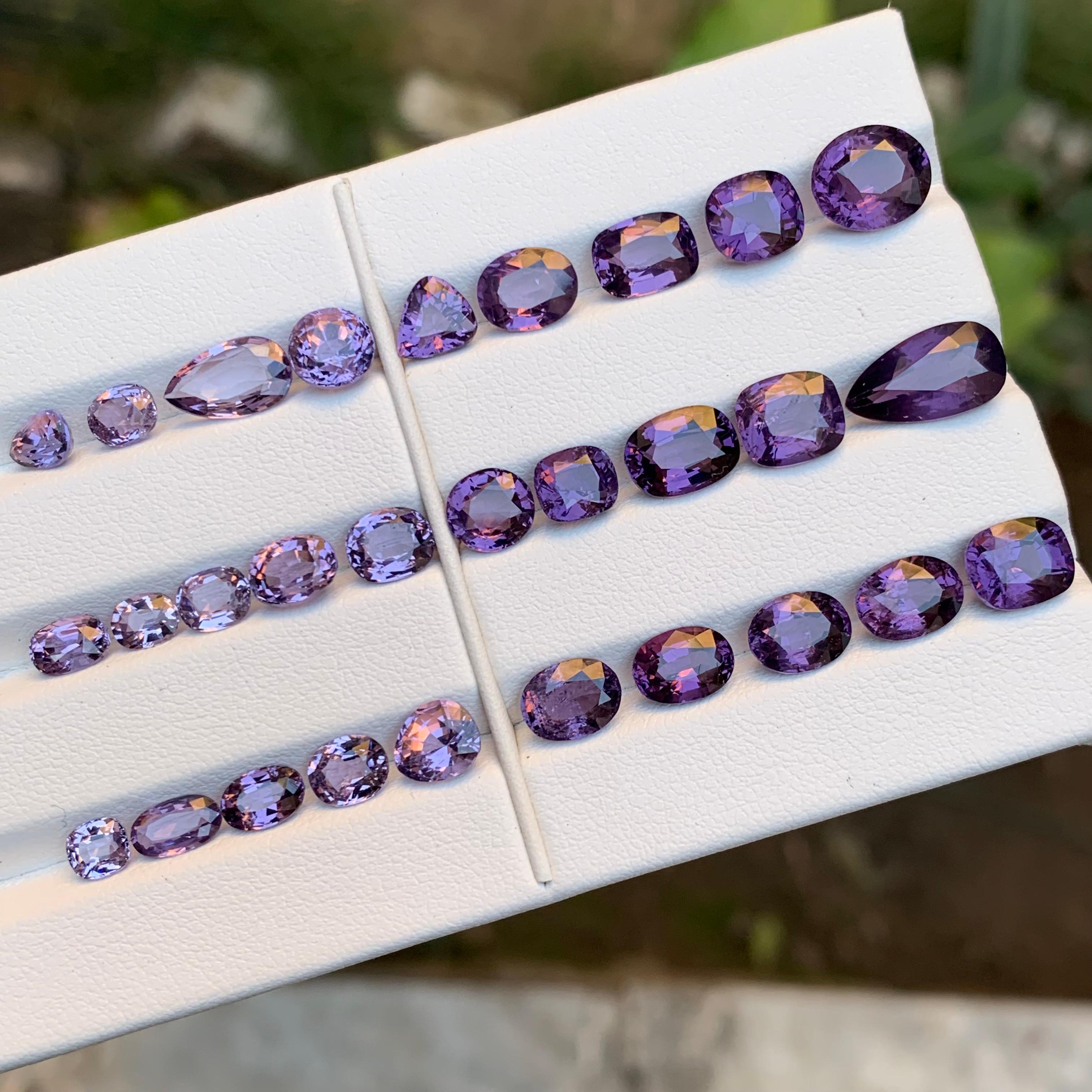 Purple Natural Spinel Loose Gemstones Lot 39.50Ct Cushion, Oval & Pear Cut-Jewel For Sale 2