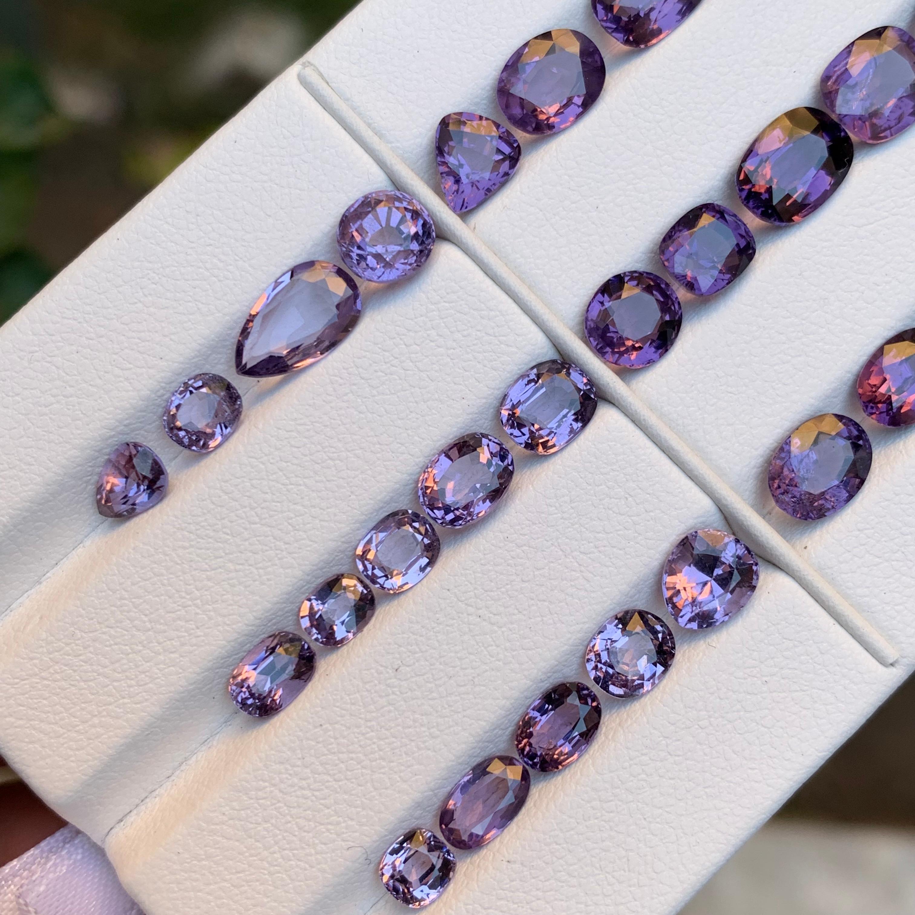 Purple Natural Spinel Loose Gemstones Lot 39.50Ct Cushion, Oval & Pear Cut-Jewel For Sale 3