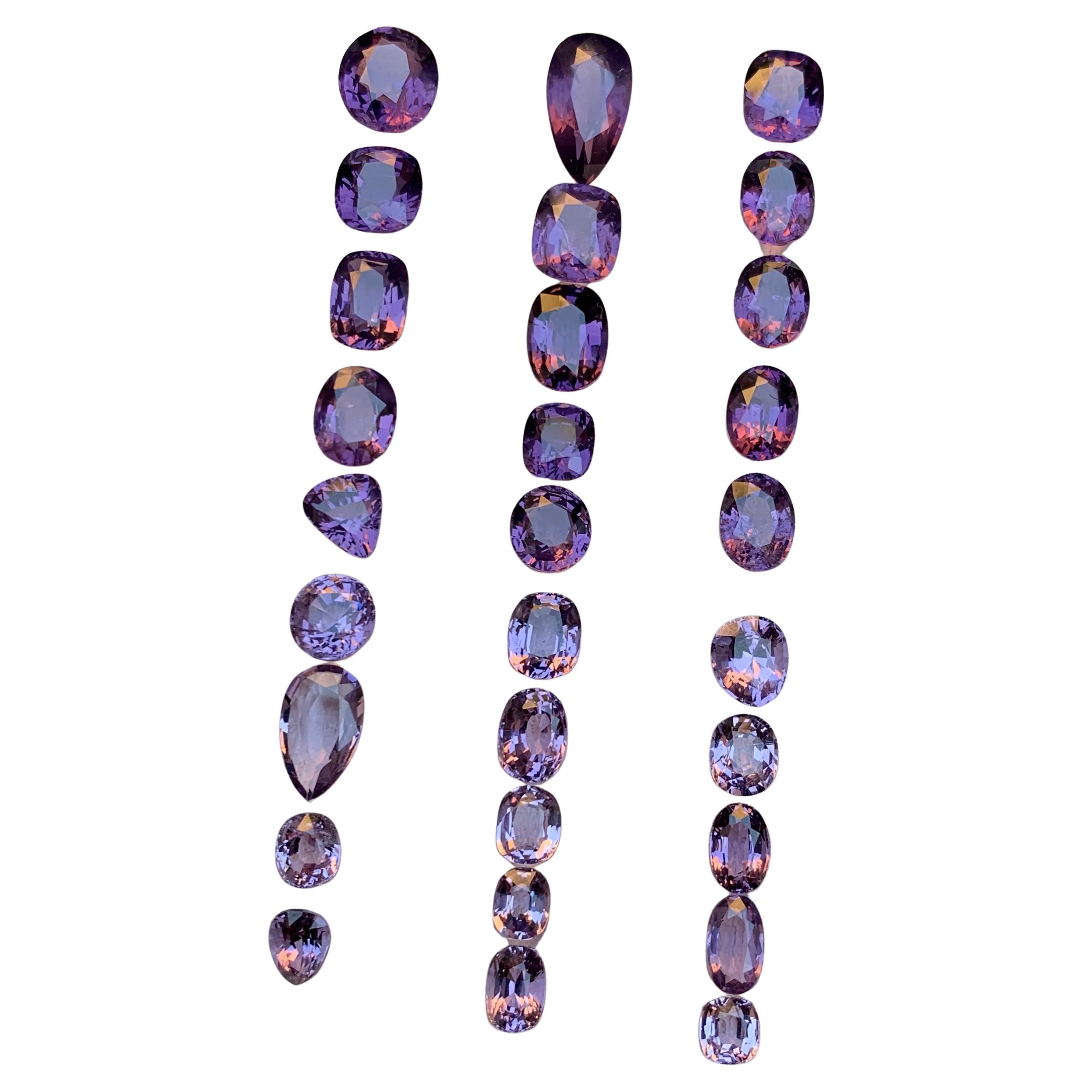 Purple Natural Spinel Loose Gemstones Lot 39.50Ct Cushion, Oval & Pear Cut-Jewel
