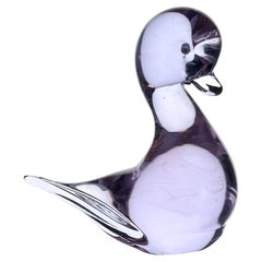 V. Nason Attributed Murano Glass Duck Paperweight in Purple Neodymium