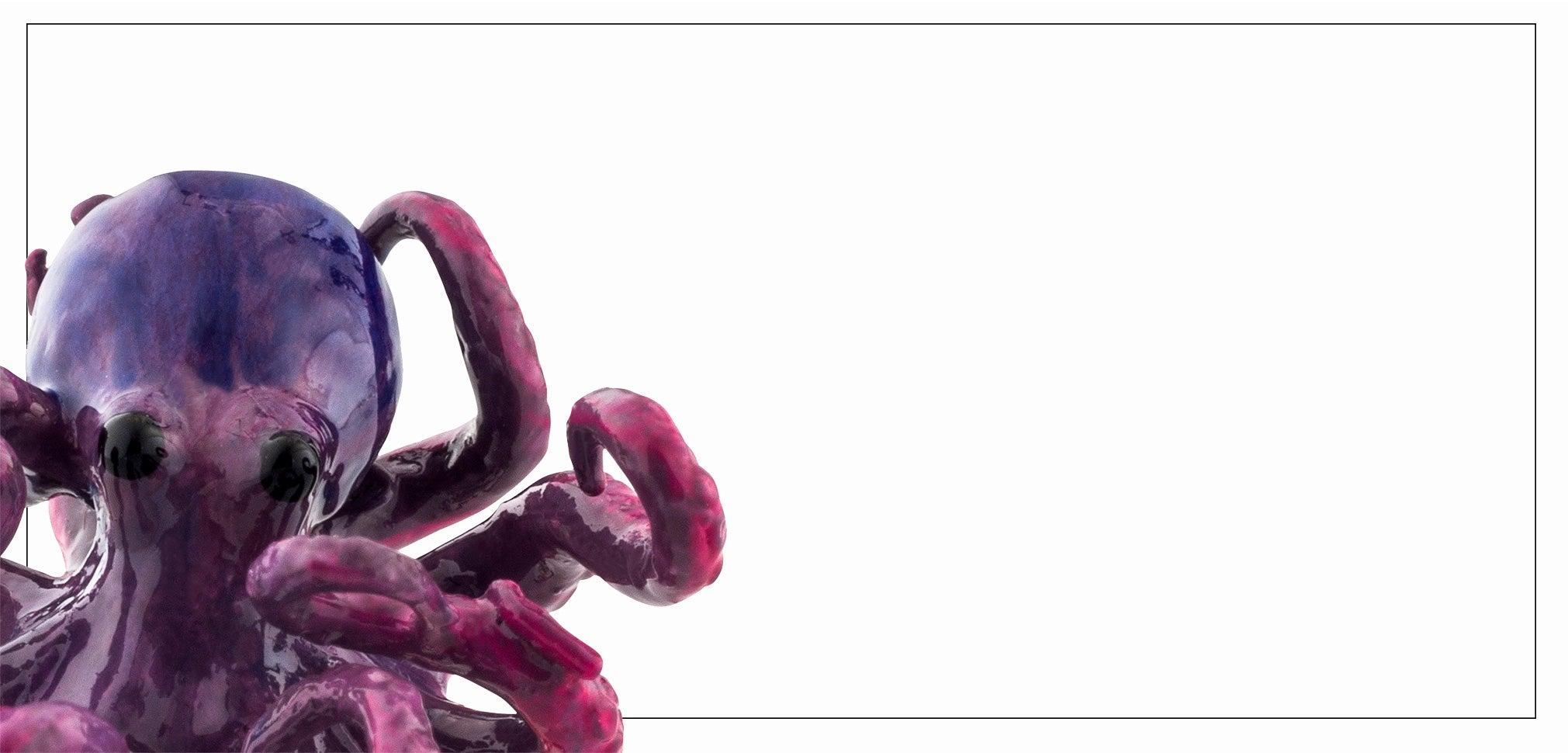 Modern Purple Octopus Cufflinks in Hand-Enameled Sterling Silver by Fils Unique For Sale