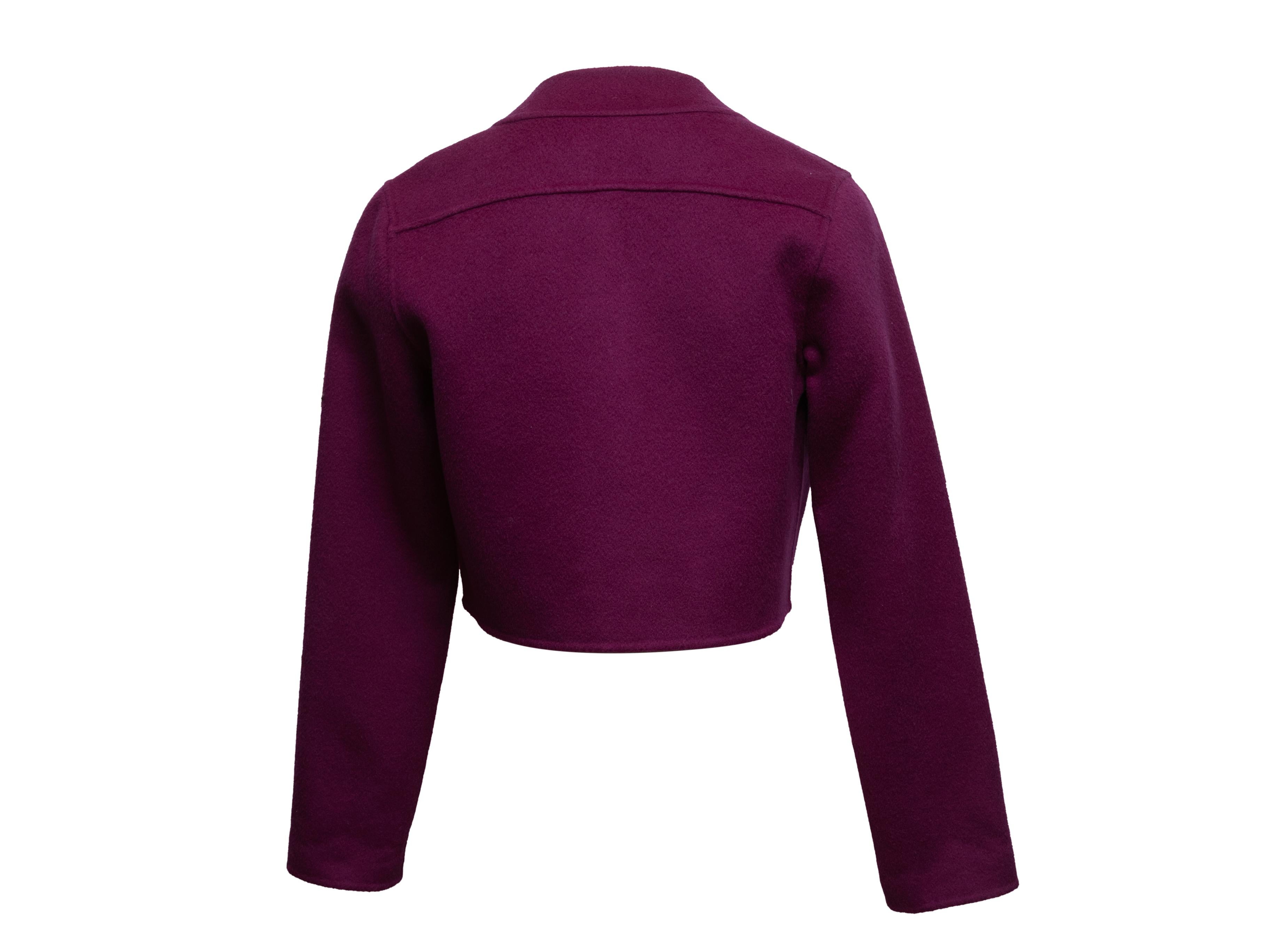 Purple Odeeh Cropped Wool & Cashmere Jacket Size EU 34 In Good Condition For Sale In New York, NY