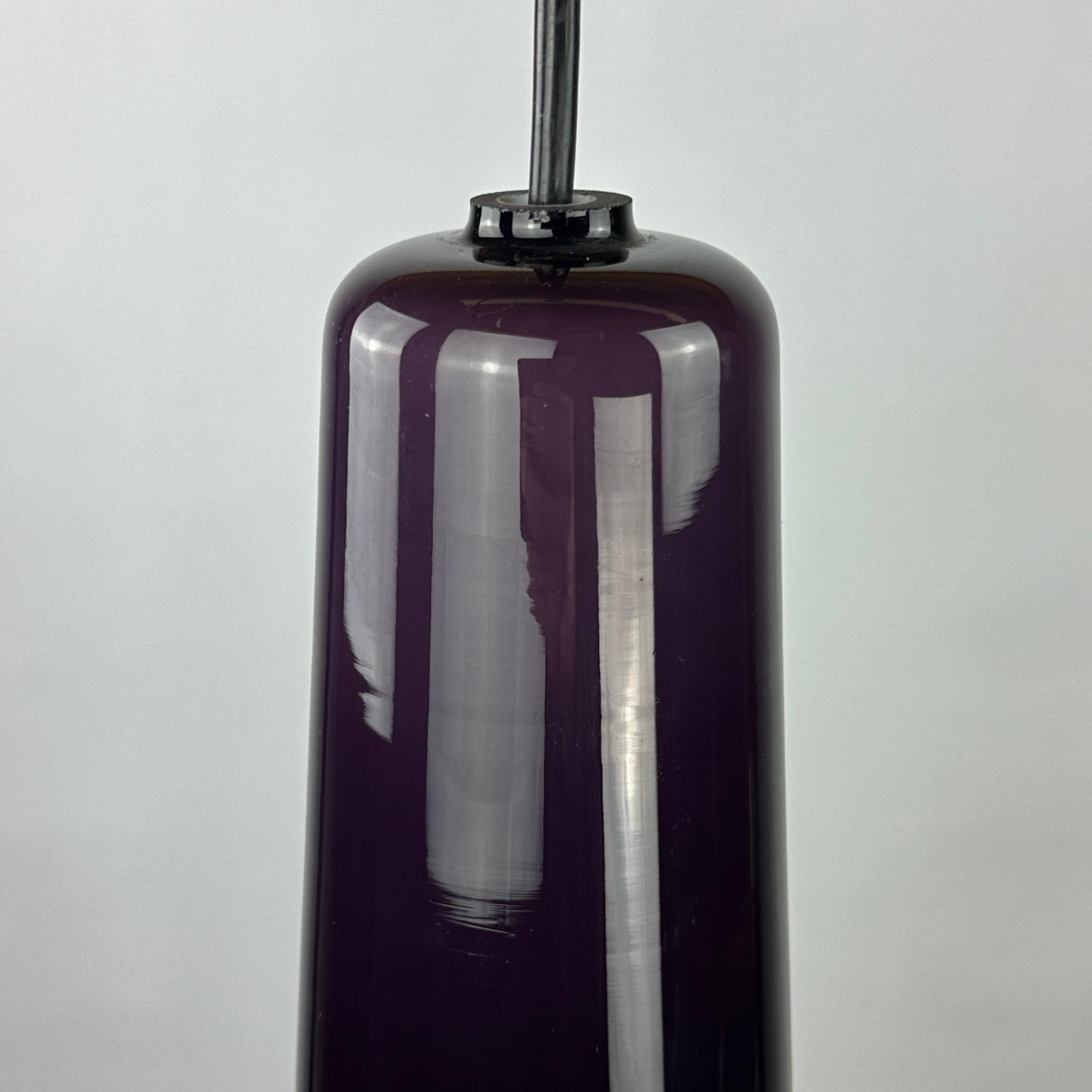 Glass Purple opaline glass pendant lamp KRETA for Holmegaard by Jacob Bang 1960 For Sale
