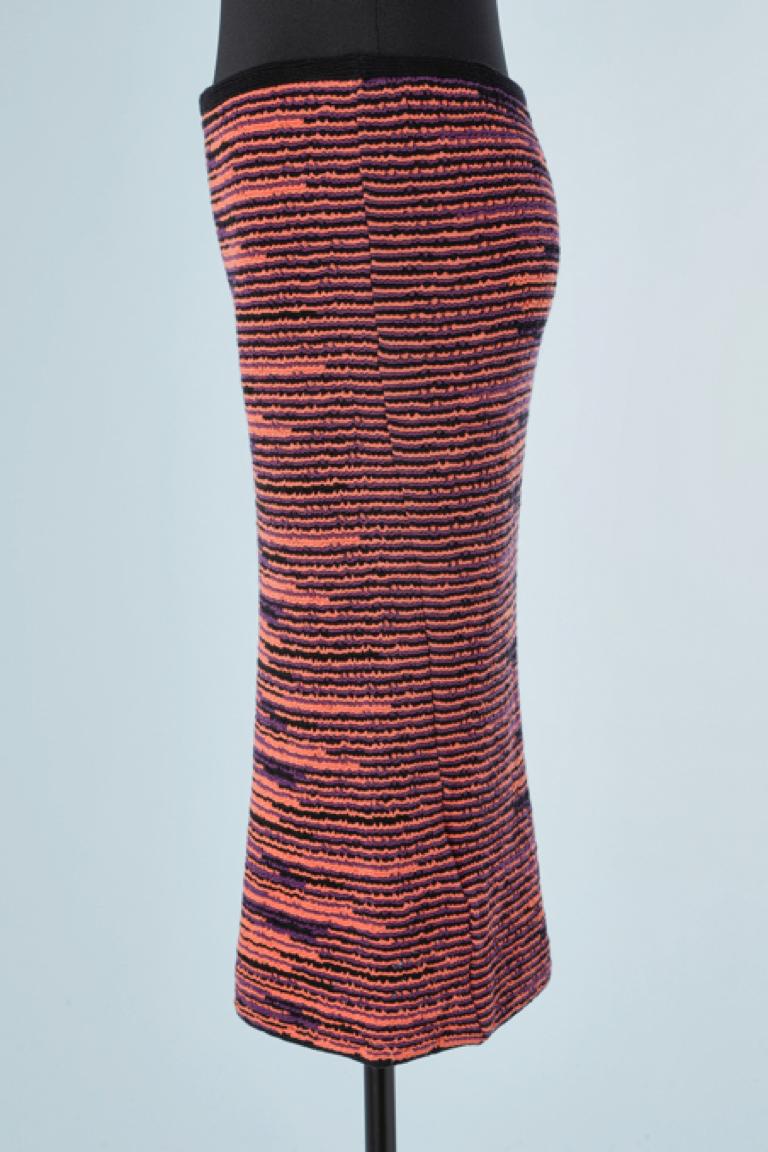 Black Purple, orange and blacks striped knit skirt M Missoni  For Sale