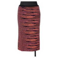 Purple, orange and blacks striped knit skirt M Missoni 