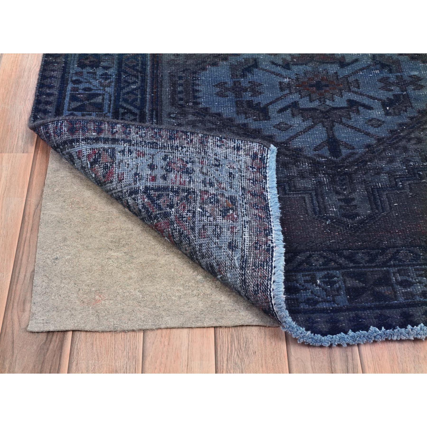 Medieval Purple Overdyed Bohemian Old Persian Hamadan Hand Knotted Clean Pure Wool Rug For Sale