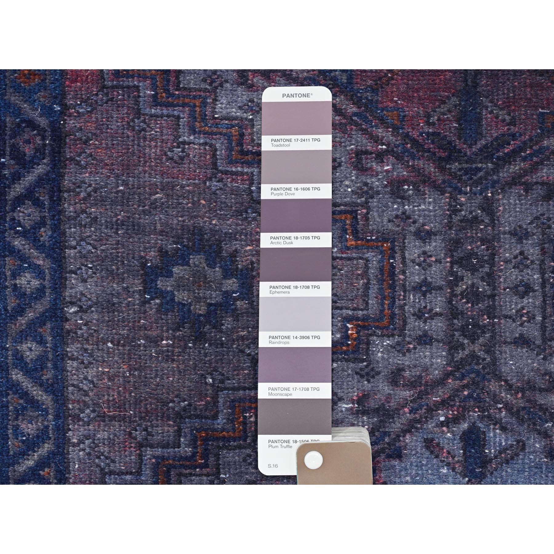 Hand-Knotted Purple Overdyed Bohemian Old Persian Hamadan Hand Knotted Clean Pure Wool Rug For Sale
