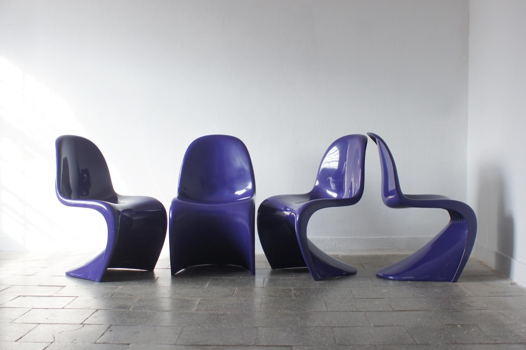 Purple Panton Chairs by Verner Panton for Herman Miller / Felhbaum , 1976, Set o In Good Condition For Sale In KUTNO, PL