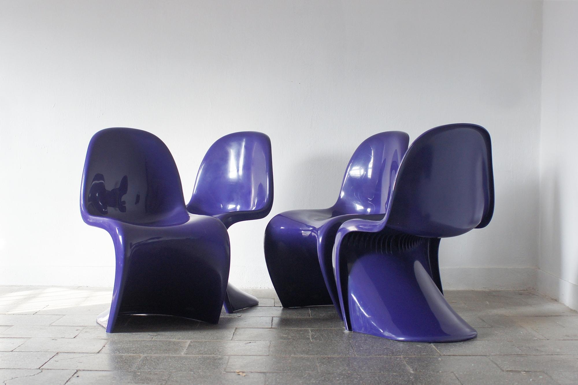 Purple Panton Chairs by Verner Panton for Herman Miller / Felhbaum , 1976, Set o For Sale 1