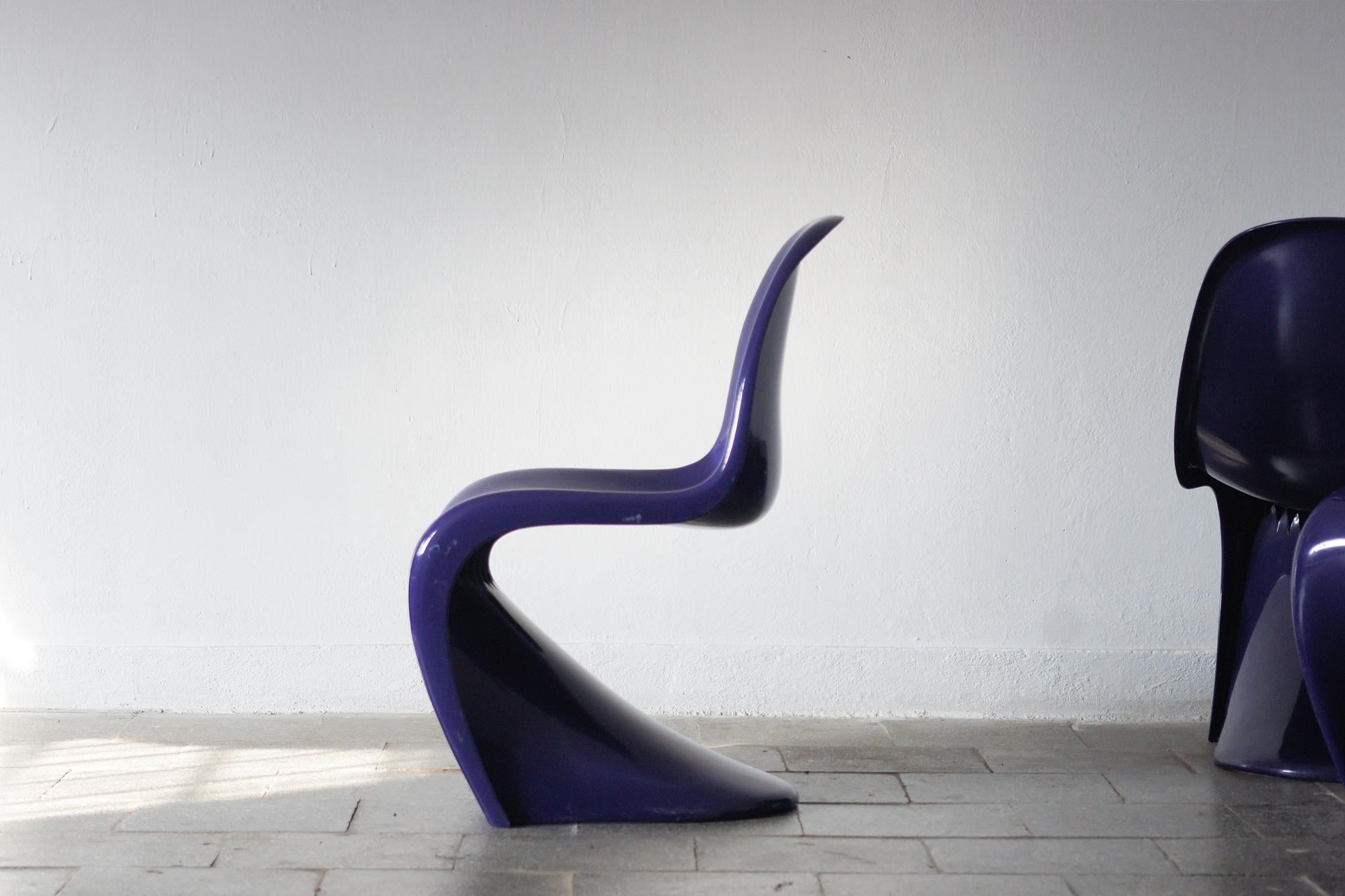 Purple Panton Chairs by Verner Panton for Herman Miller / Felhbaum , 1976, Set o For Sale 3