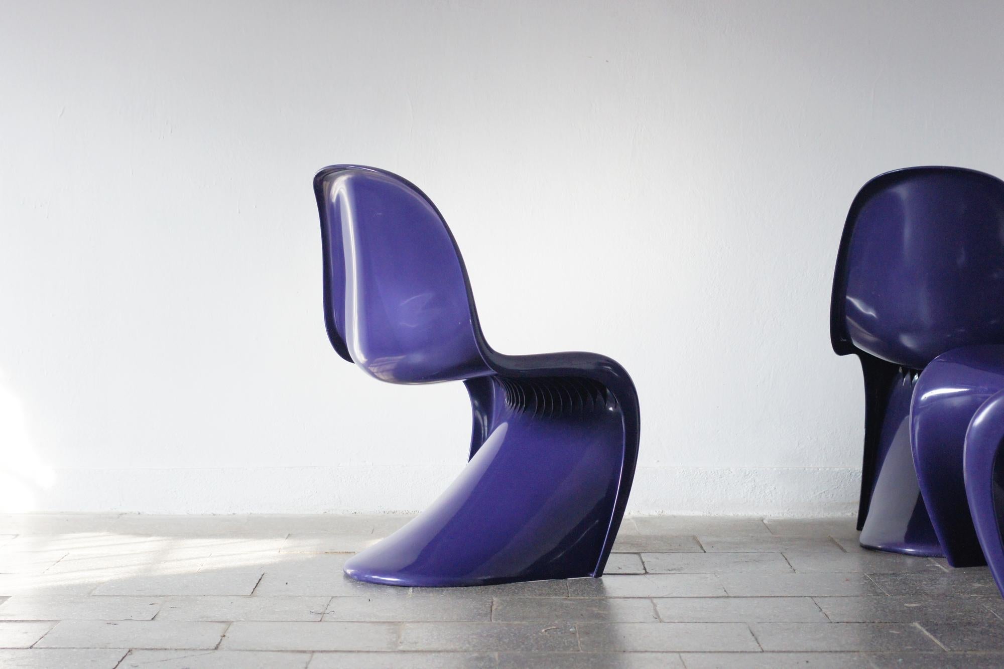 Purple Panton Chairs by Verner Panton for Herman Miller / Felhbaum , 1976, Set o For Sale 4