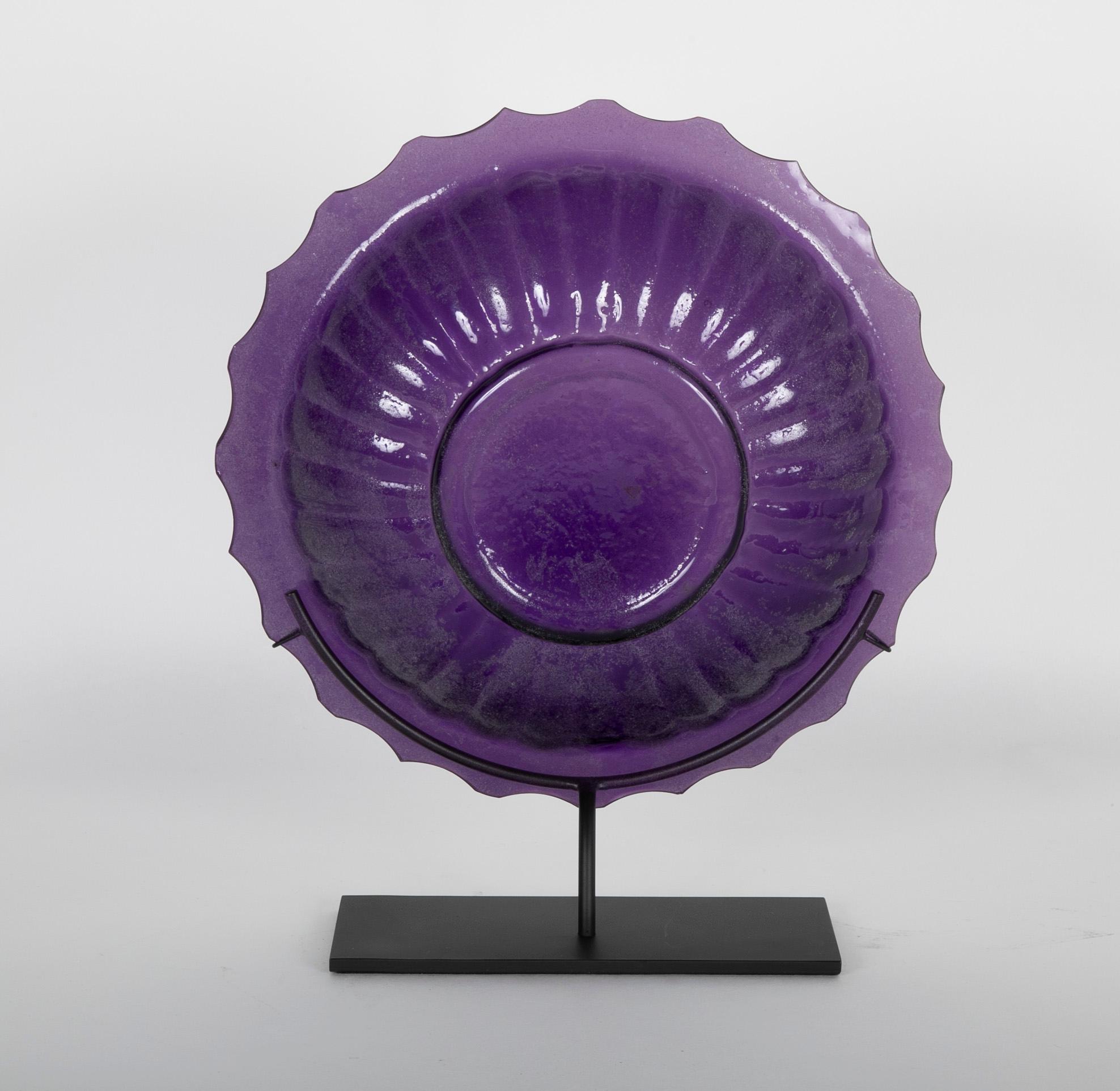 Late 19th Century Purple Peking Glass Charger on Stand For Sale