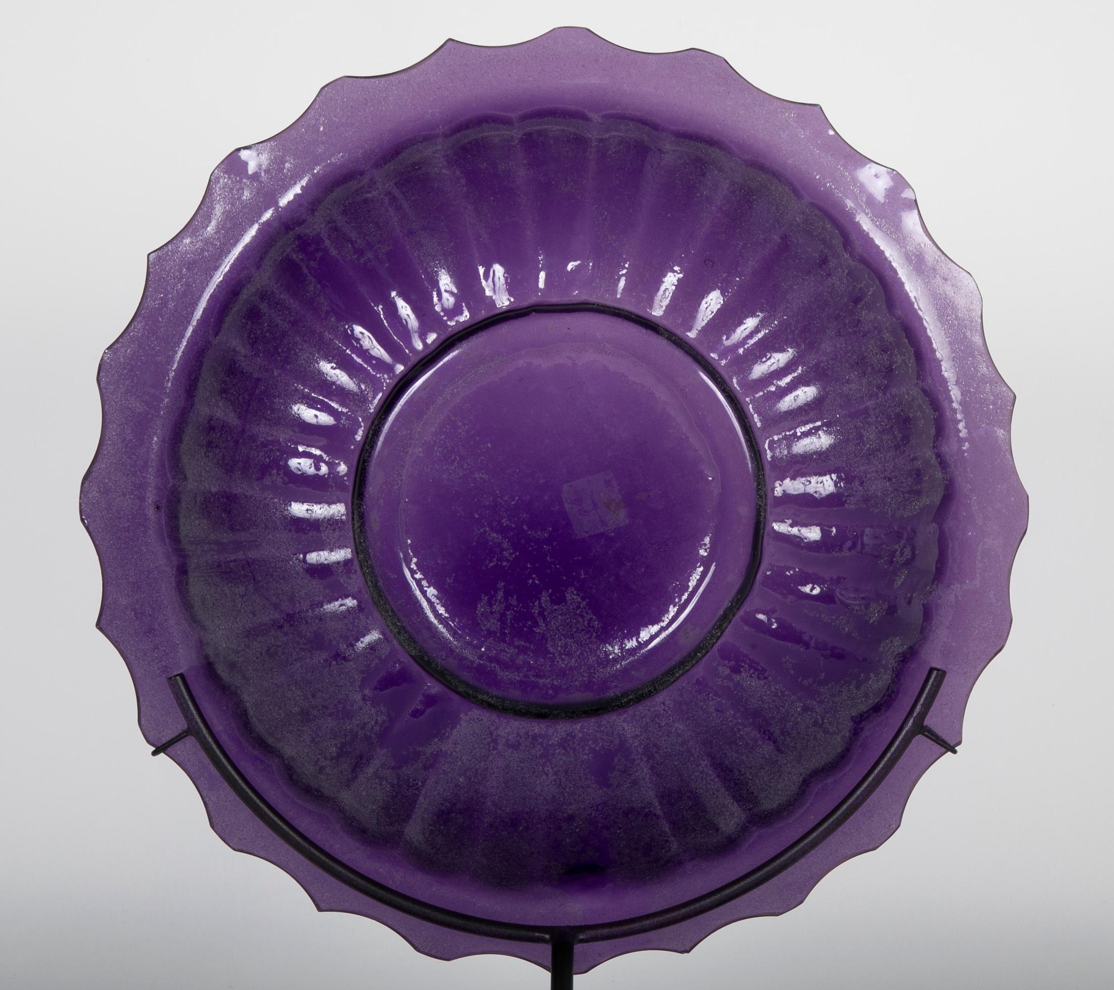 Purple Peking Glass Charger on Stand For Sale 1