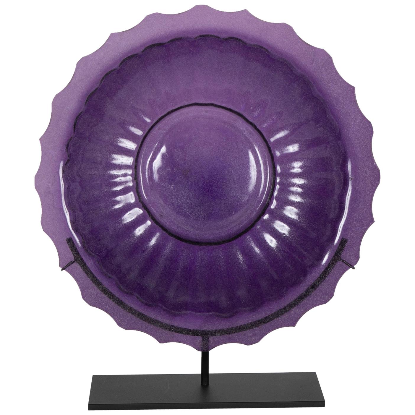 Purple Peking Glass Charger on Stand For Sale