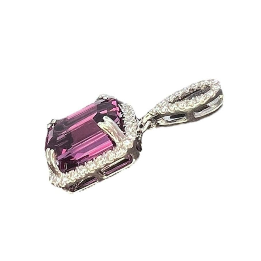 Contemporary Purple Pink 6.54 Carat Mahenge Garnet Emerald Cut Earrings  For Sale