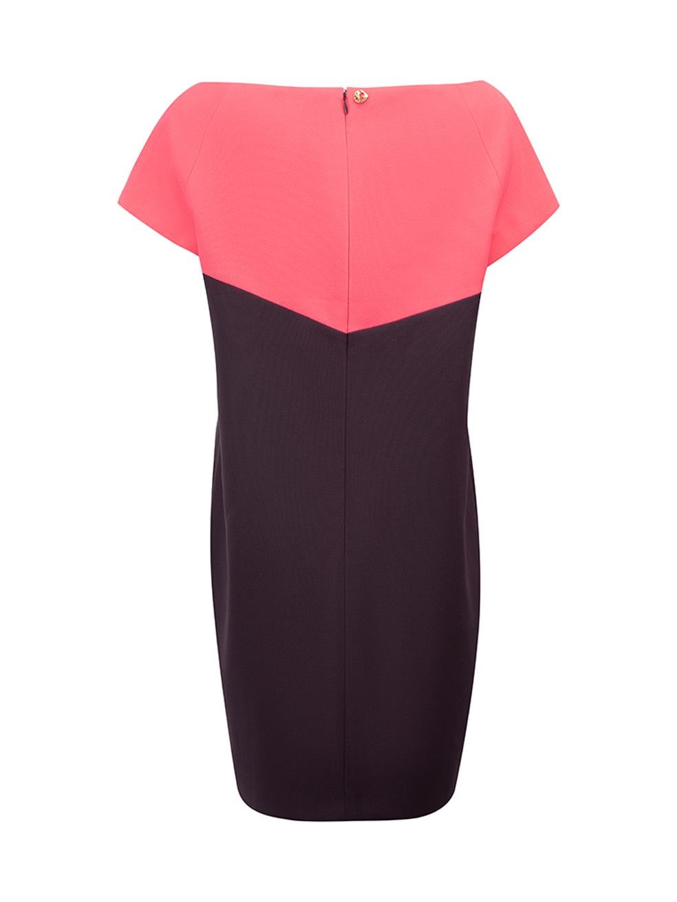 Purple & Pink Colour Block Dress Size L In Good Condition For Sale In London, GB