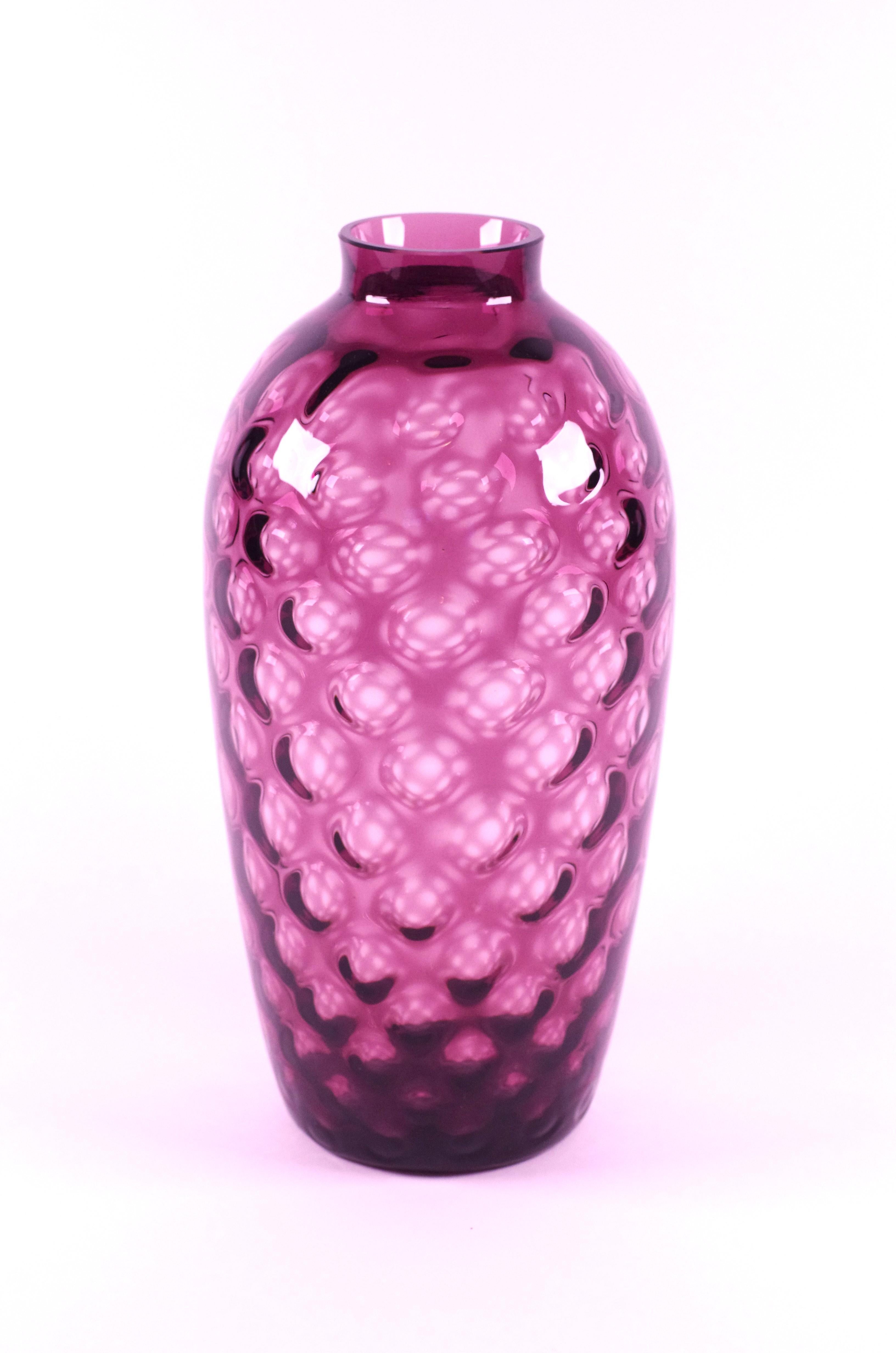 Czech Purple / Pink Glass Vase - Bohemian Glass - Borske Sklo For Sale