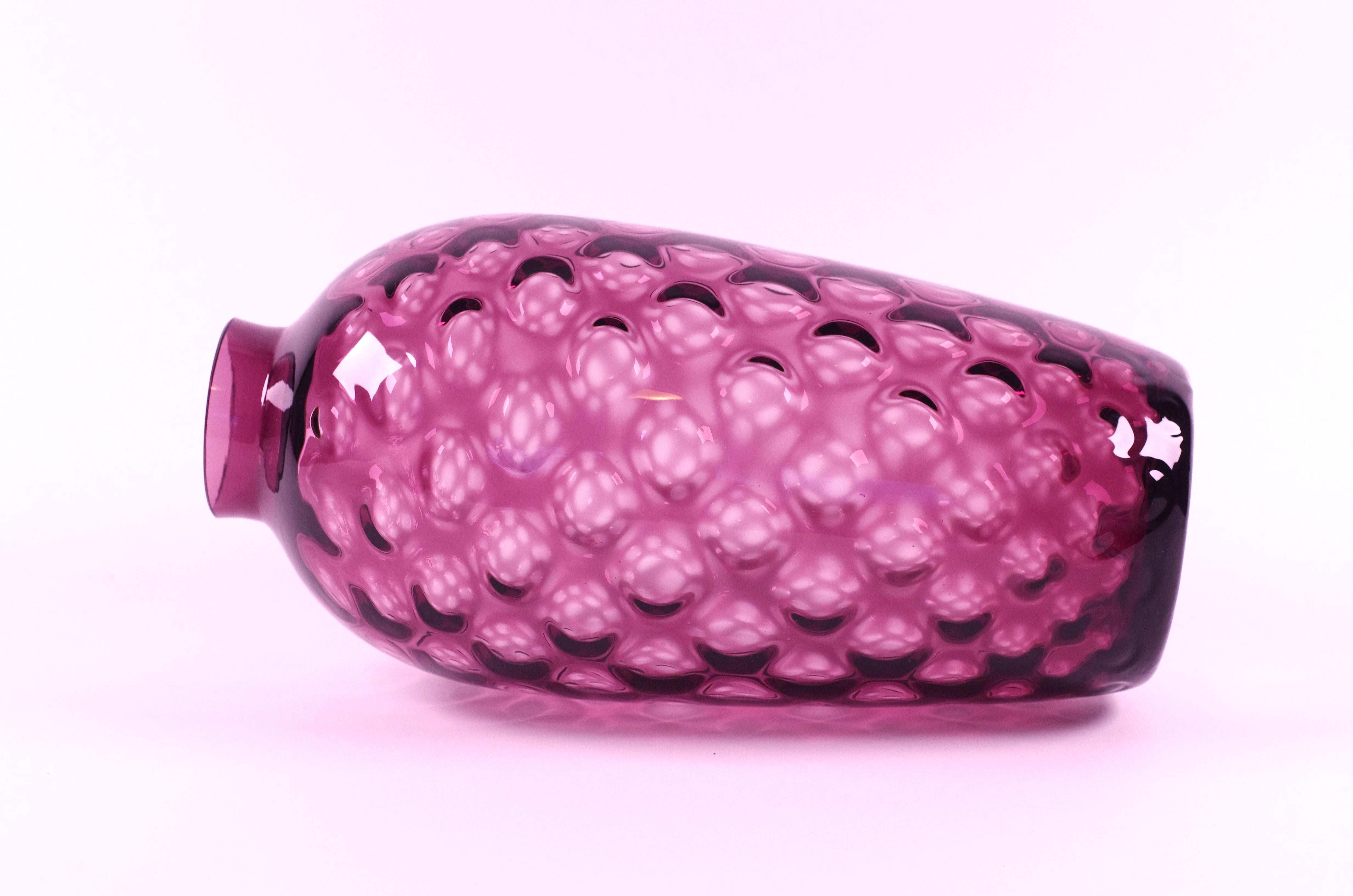 Mid-20th Century Purple / Pink Glass Vase - Bohemian Glass - Borske Sklo For Sale