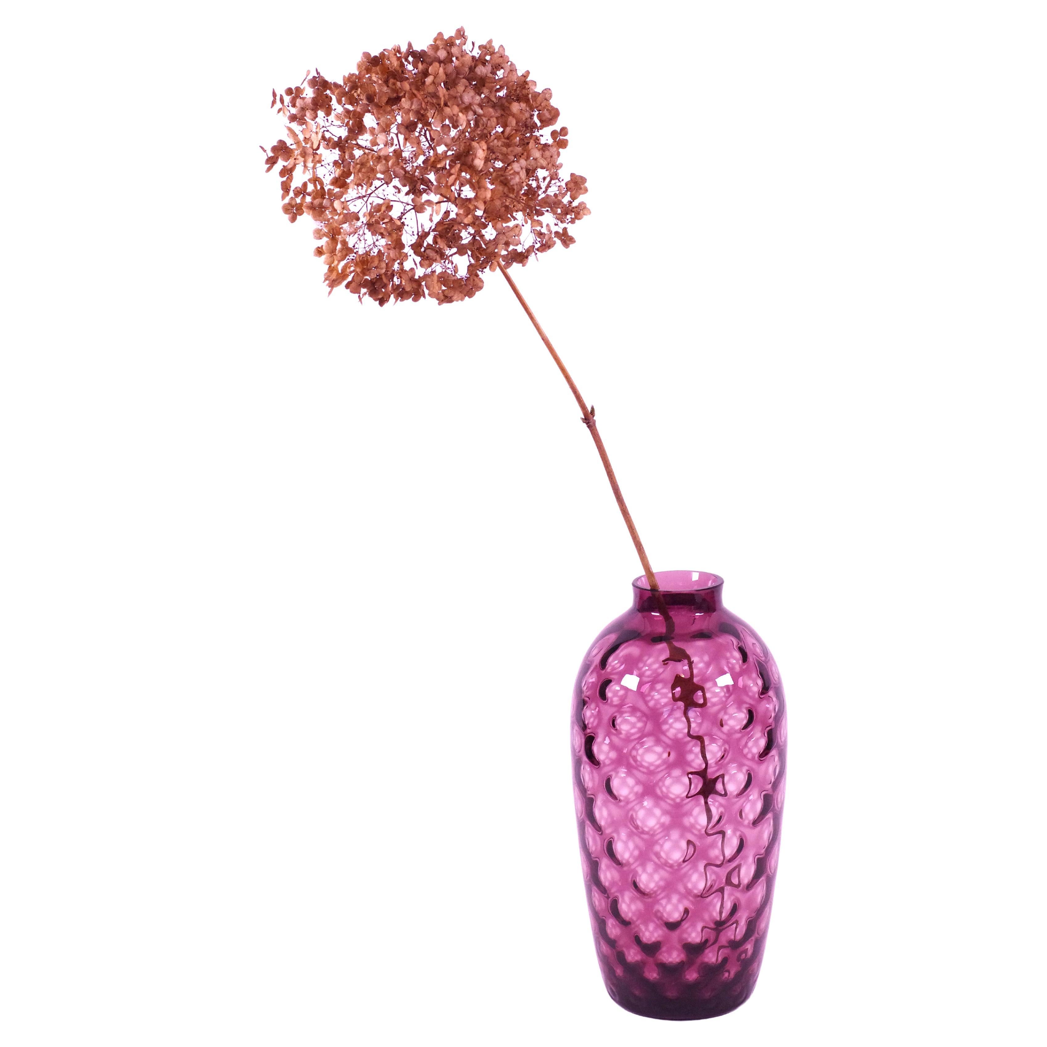 Vase en verre violet / rose - Verre de Bohème - Borske Sklo en vente