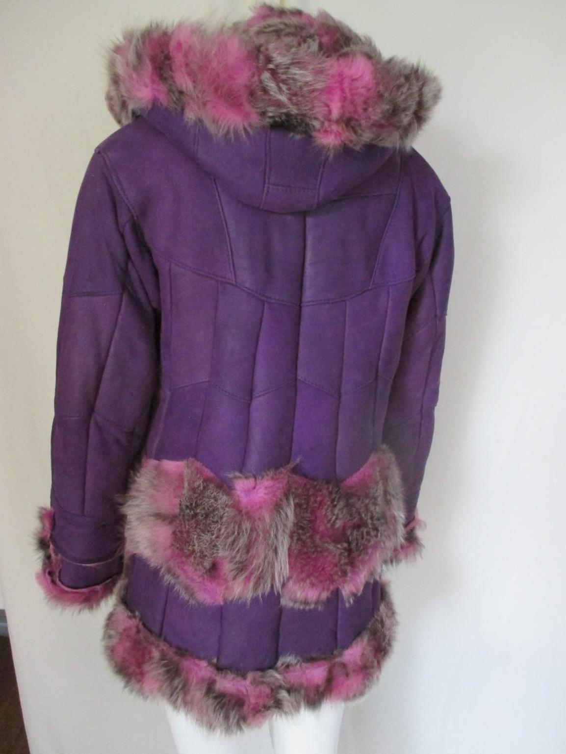 purple shearling jacket